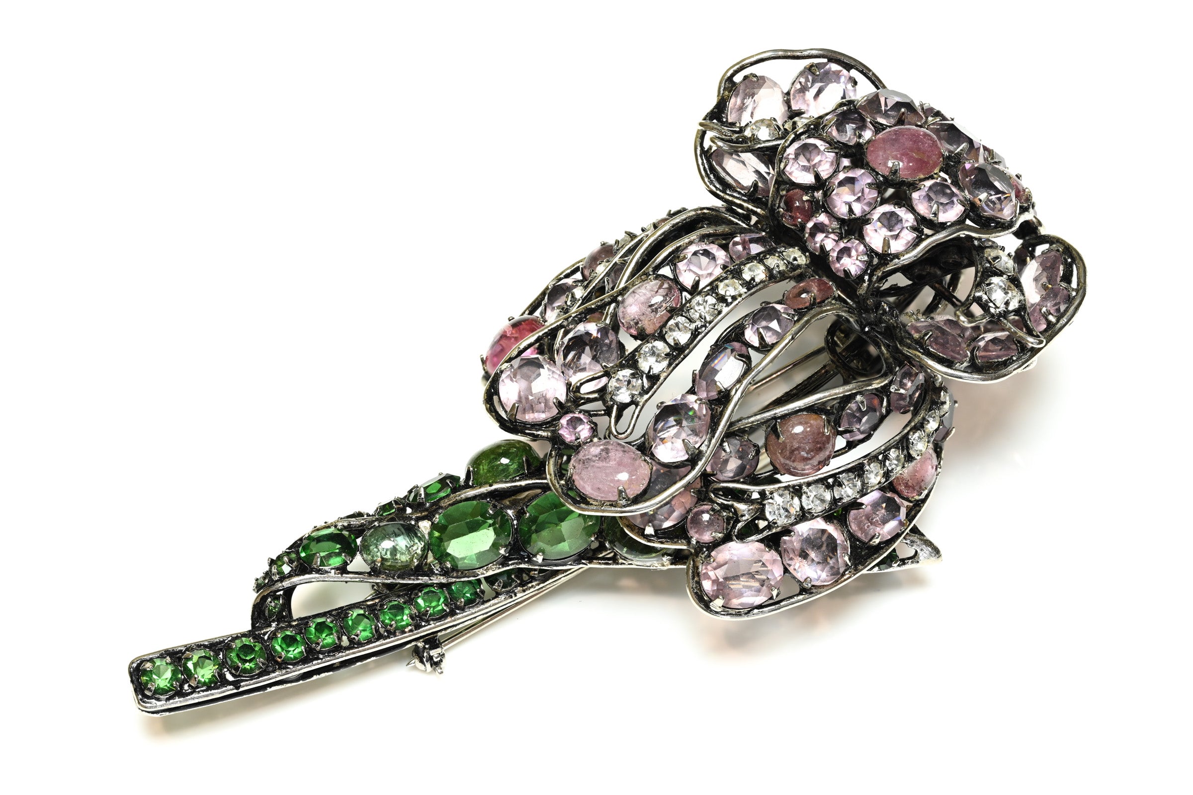 Vintage Iradj Moini Purple Green Iris Flower Large Brooch