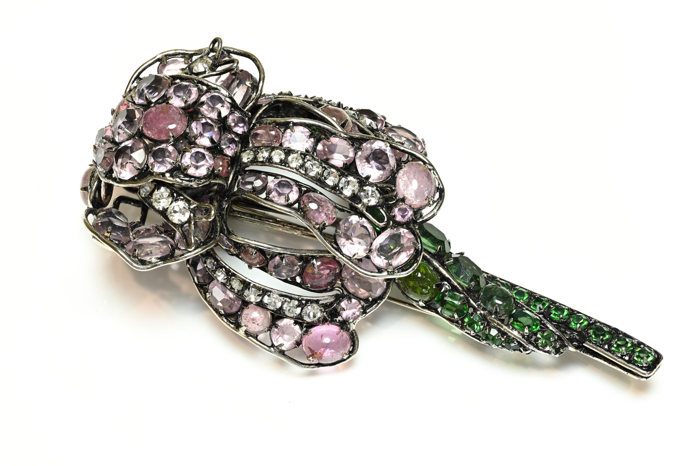 Vintage Iradj Moini Purple Green Iris Flower Large Brooch 1