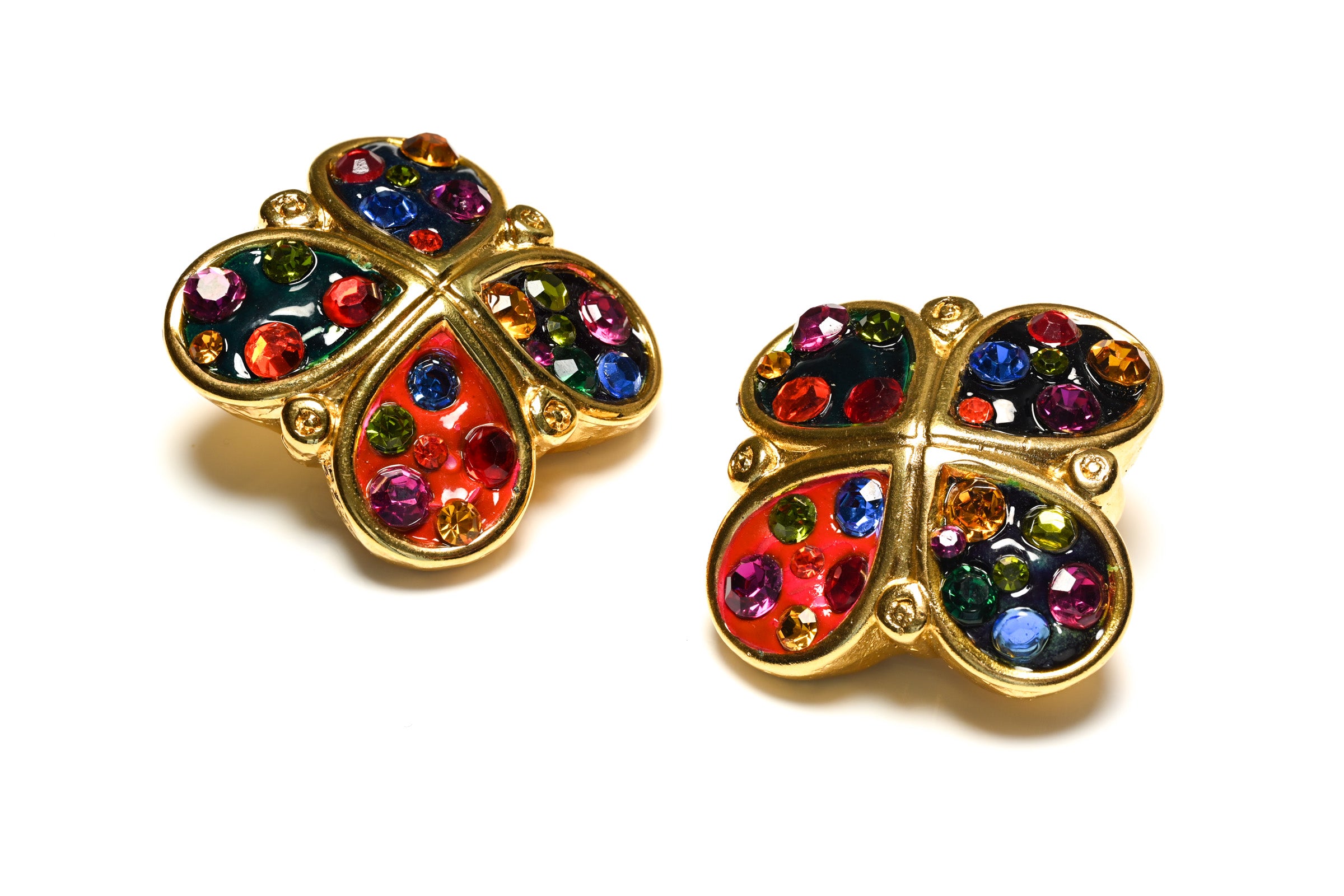 Vintage Jacky de G Paris Crystal Butterfly Earrings 1