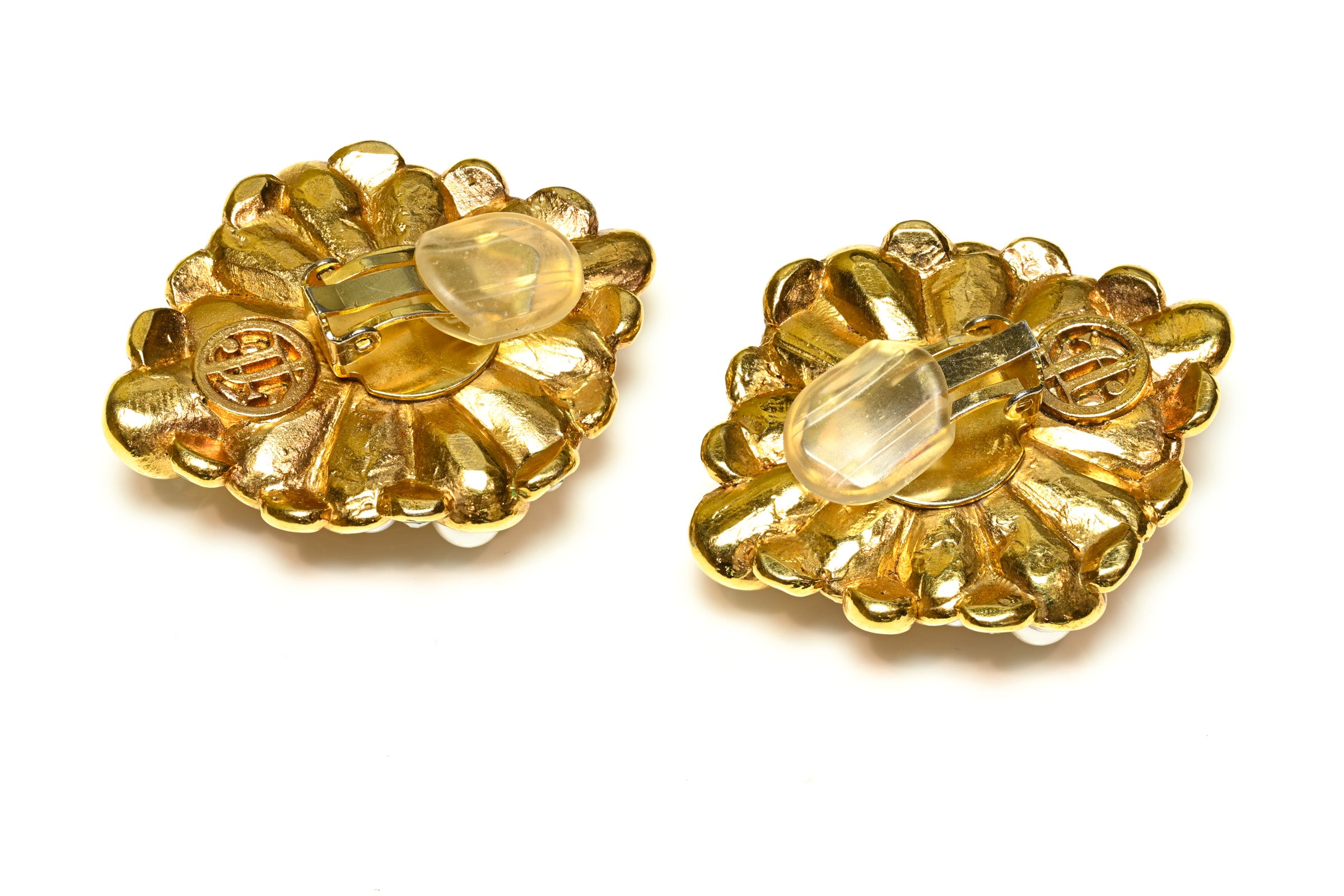 Vintage Jacques Fath Paris Gold Plated Pearl Earrings 2