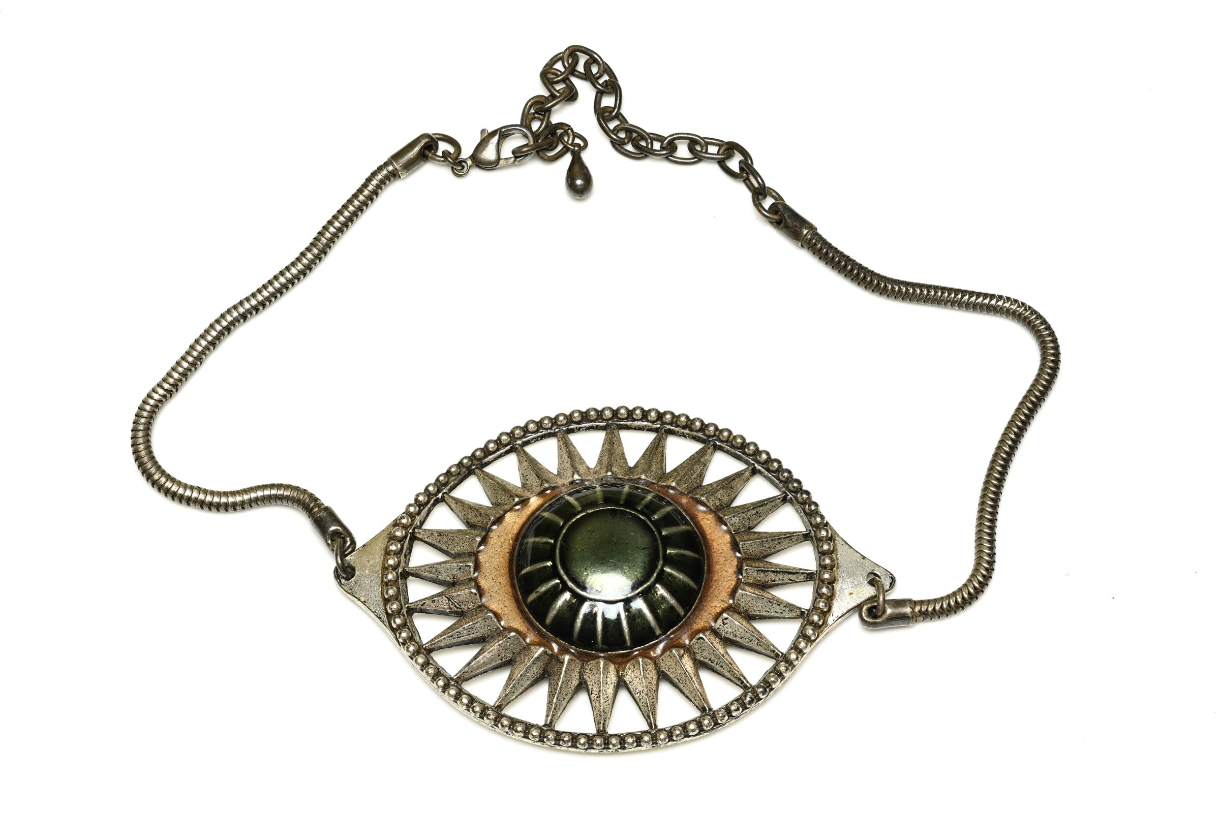 Vintage Jean Paul Gaultier Paris Green Enamel Eye Necklace