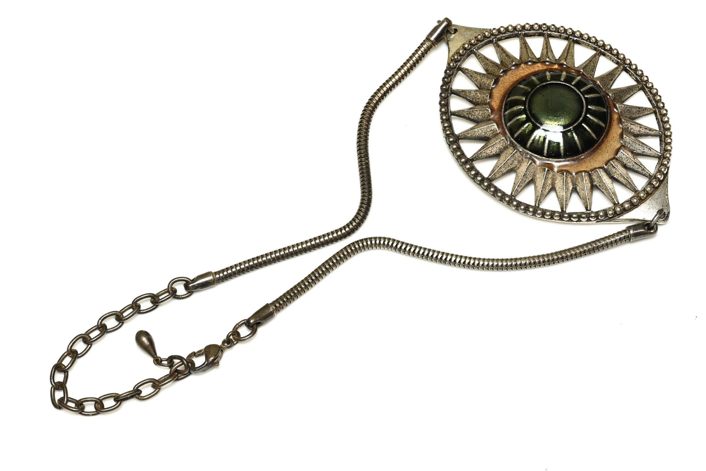 Vintage Jean Paul Gaultier Paris Green Enamel Eye Necklace 2