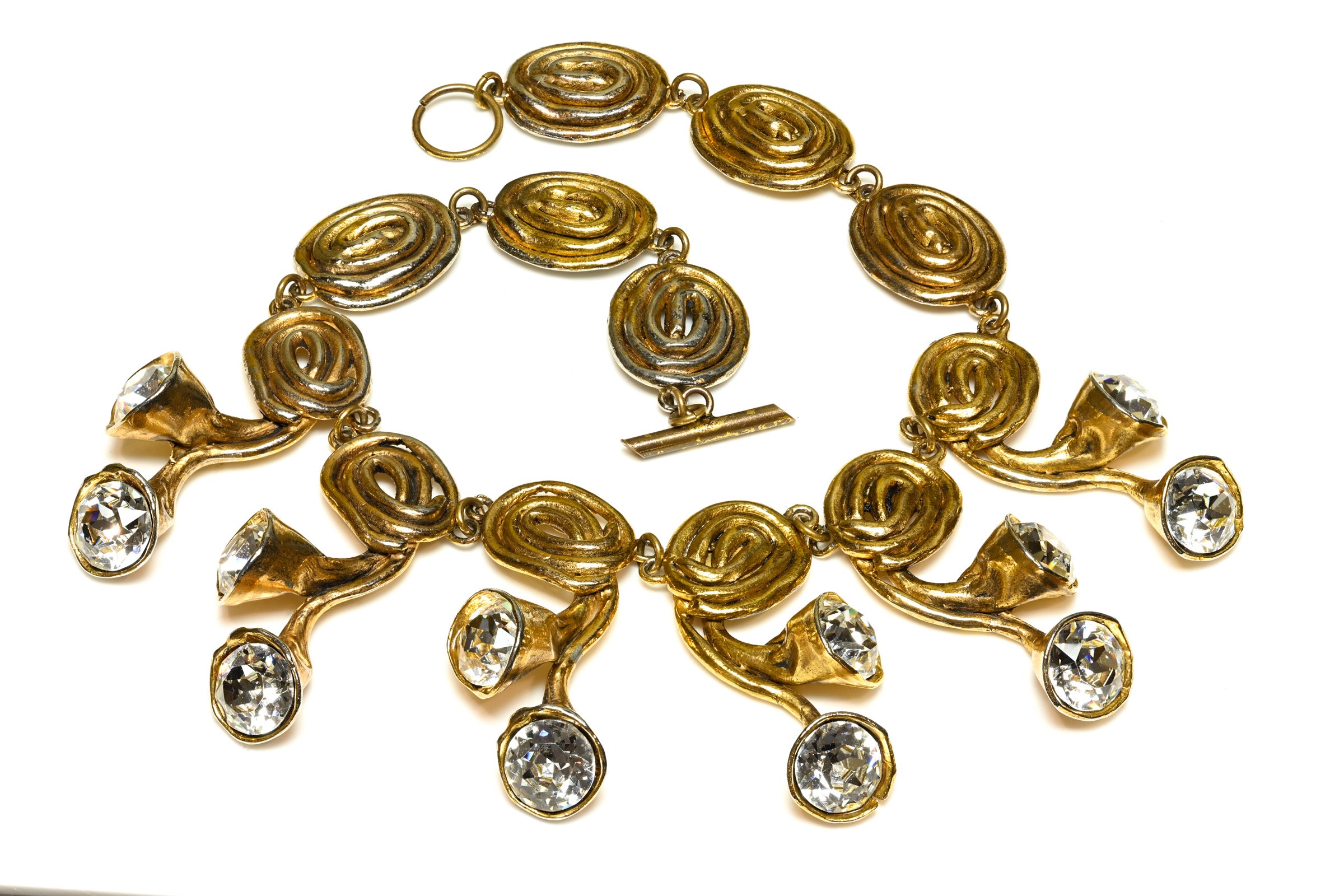 Vintage Madame Grès Paris by Robert Goossens Swirl Crystal Necklace 1