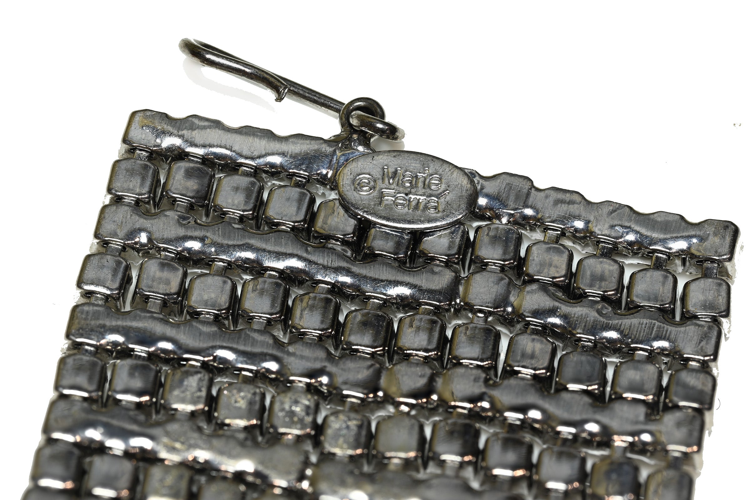 Vintage Marie Ferra Silver-Tone Crystal Fringe Choker Necklace 3