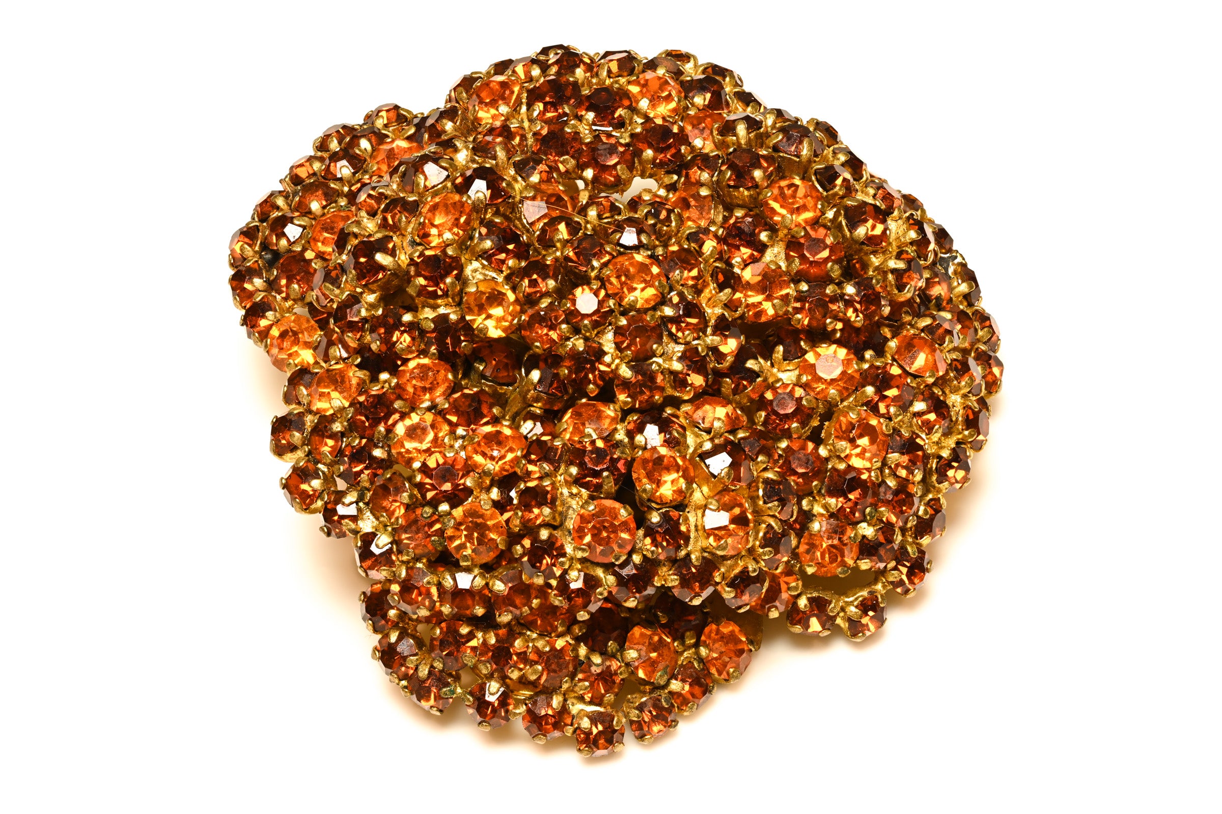 Vintage Marise Blanchard Paris Brown Crystal Flower Brooch