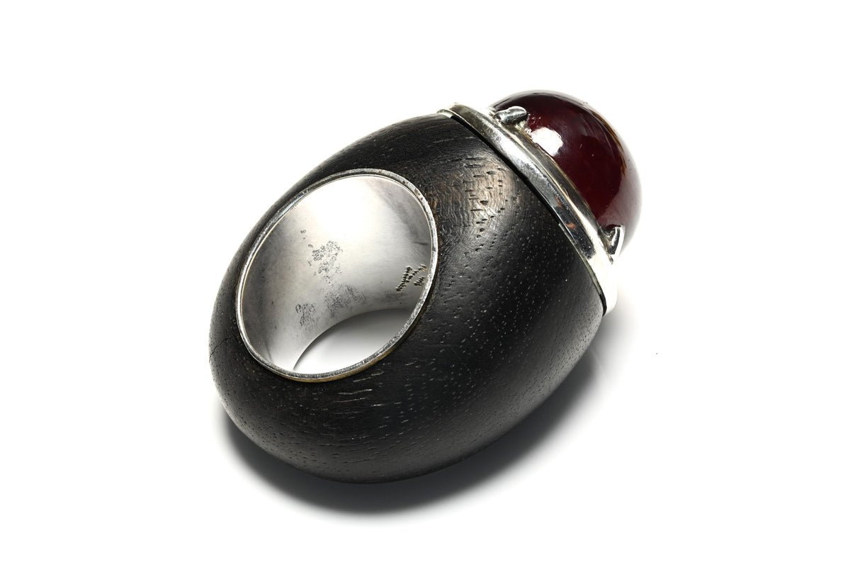 Vintage Patricia Von Musulin Wood Sterling Garnet Ring 1