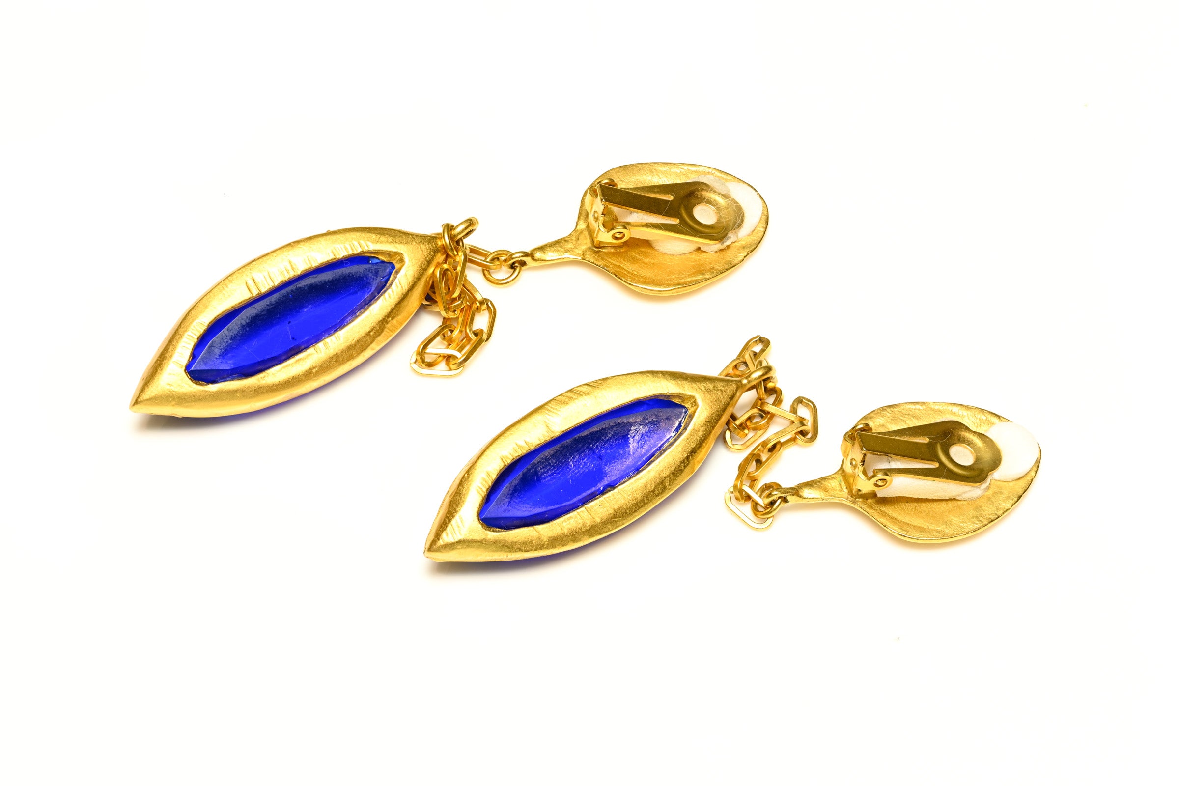 Vintage Robert Lee Morris for Donna Karan Shoulder Duster Blue Earrings 2