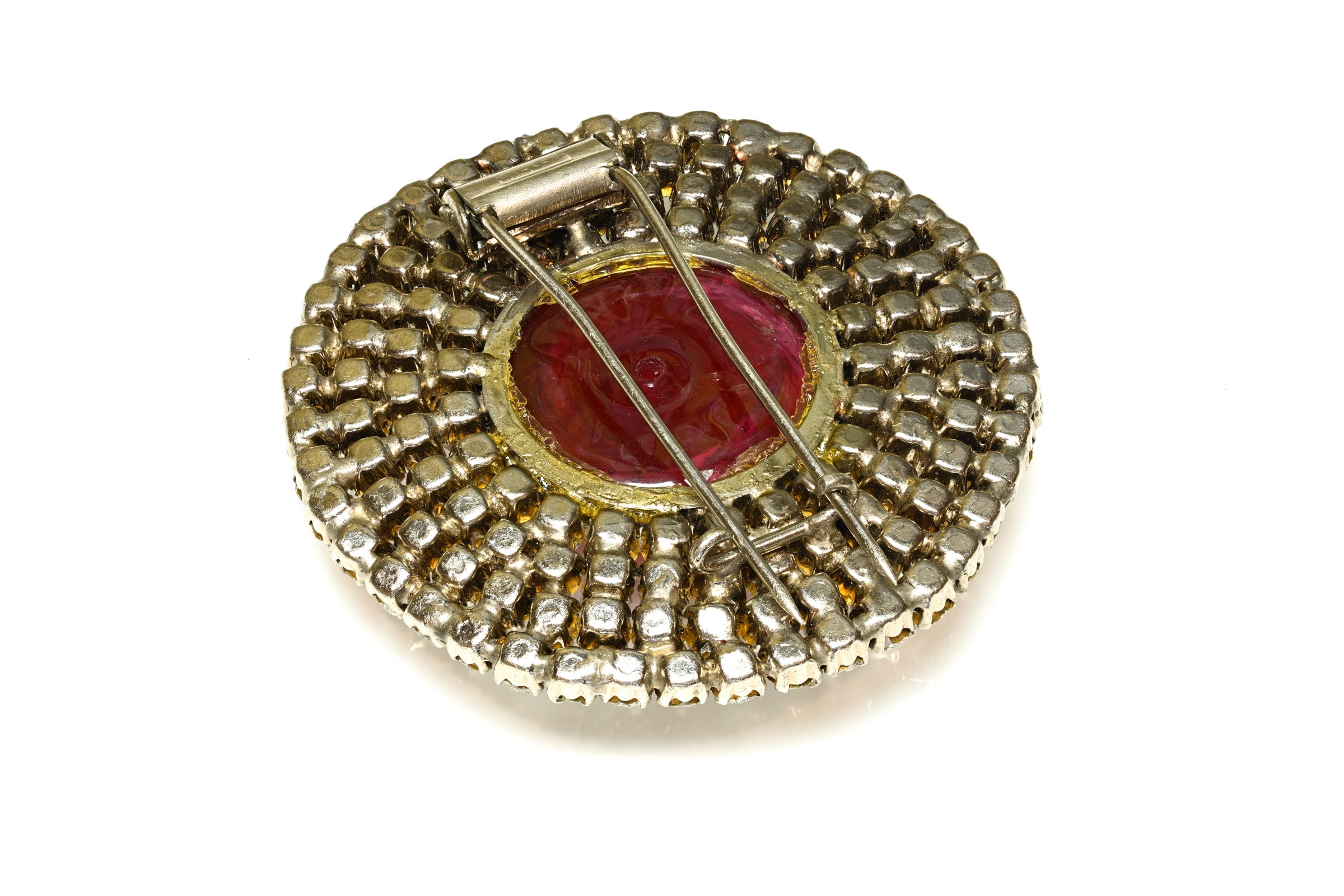 Vintage Roger Jean-Pierre Paris Gripoix Red Glass Crystal Brooch 2