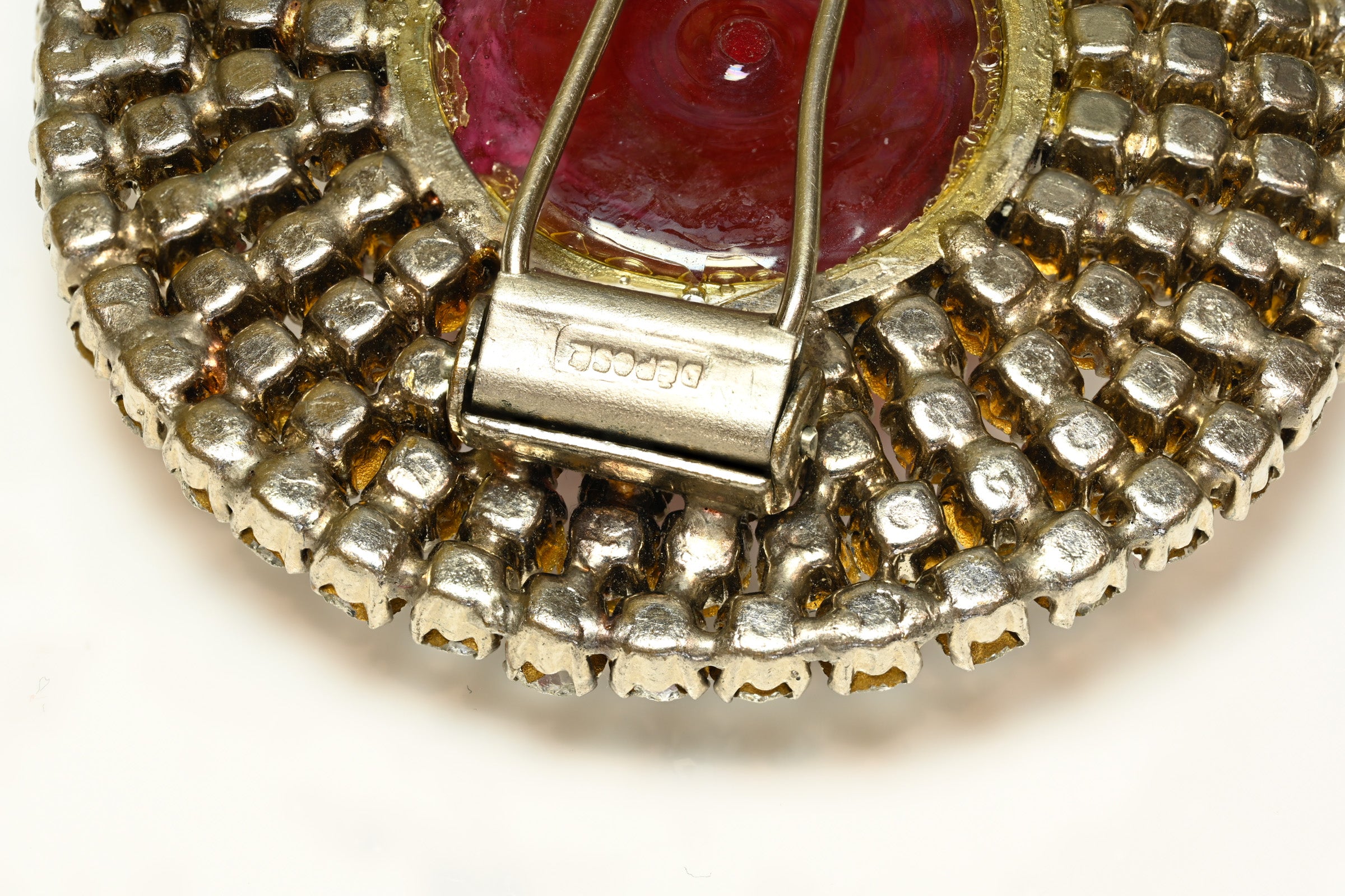 Vintage Roger Jean-Pierre Paris Gripoix Red Glass Crystal Brooch 3