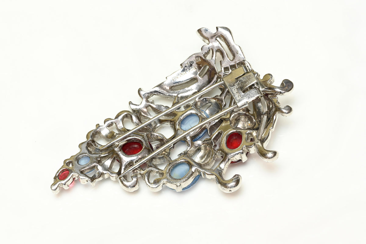 Vintage Trifari Alfred Philippe Tutti Frutti Red Blue Crystal Fur Clip Brooch 2