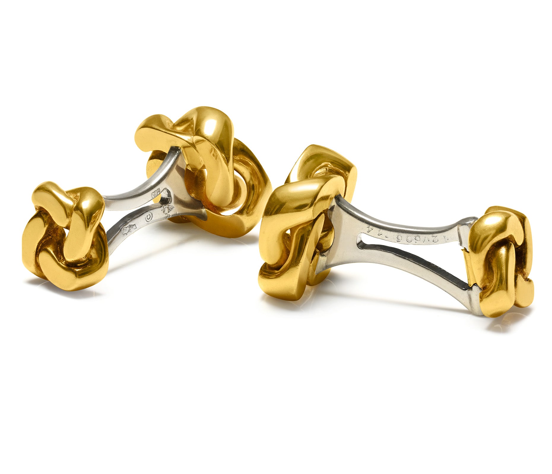 Vintage Van Cleef & Arpels 18K Gold Chain-Link Cufflinks with serial numbers