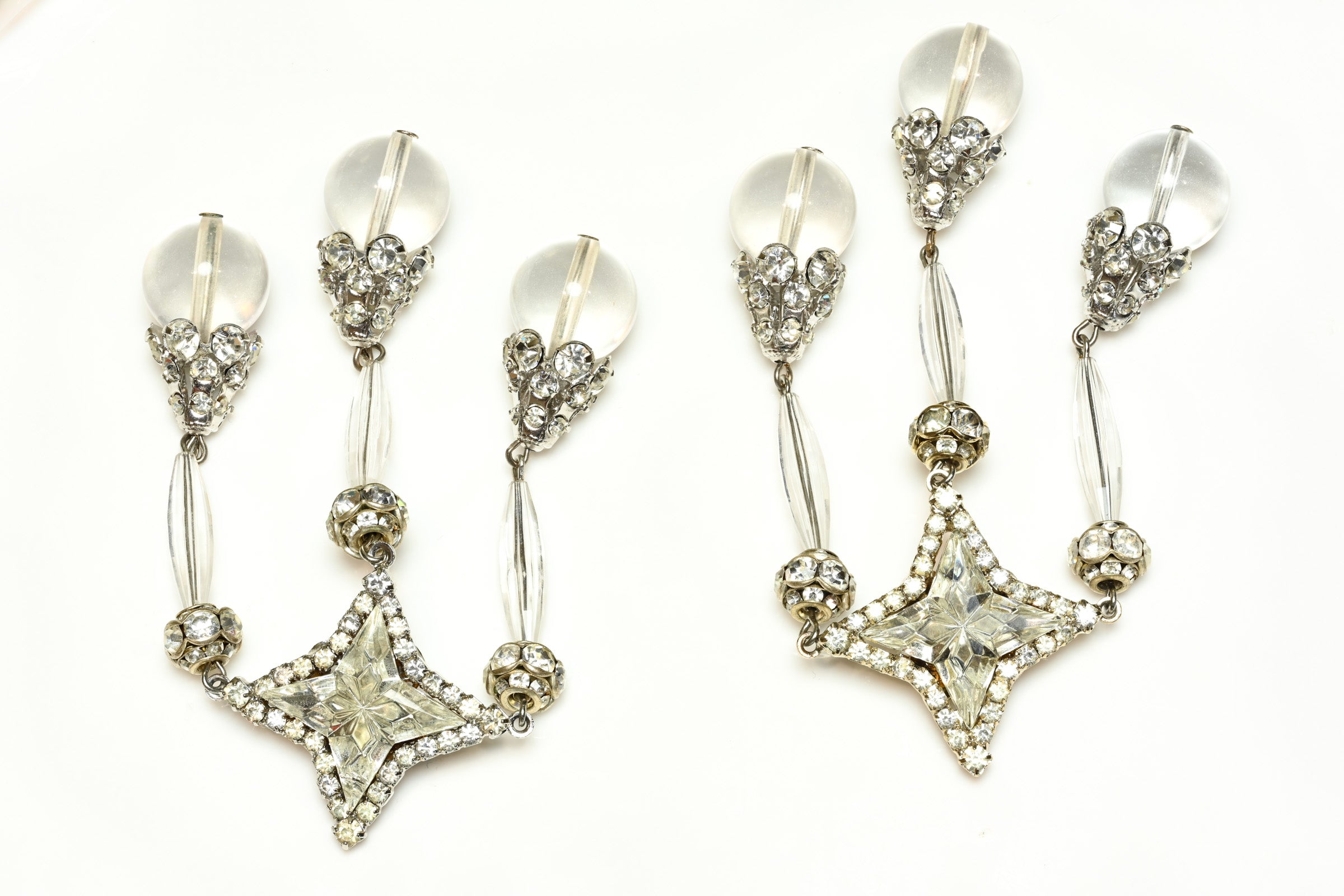 Vintage William DeLillo Star Crystal Long Chandelier Earrings 2