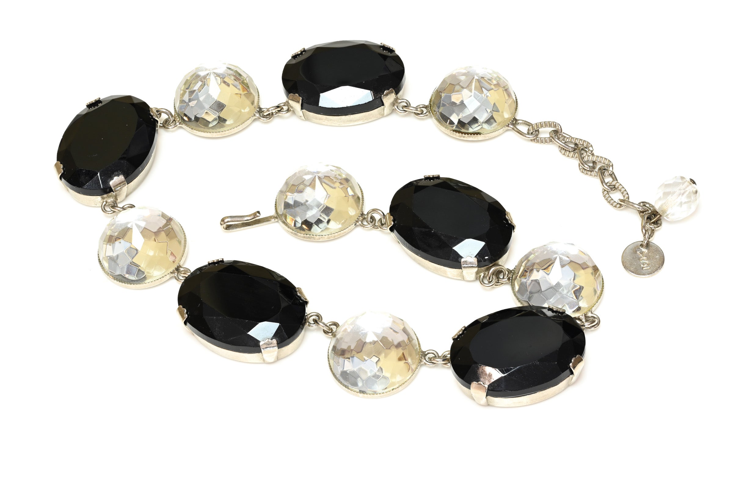 Vintage Yves Saint Laurent Black Crystal Riviere Necklace 2
