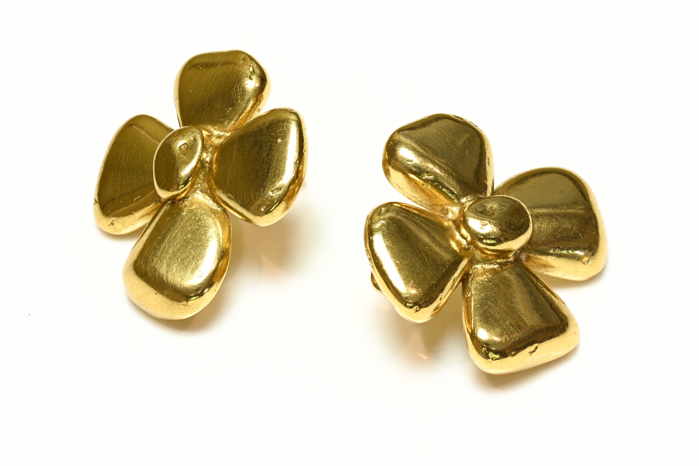 Vintage Yves Saint Laurent Goossens Gold Plated Cross Earrings 1