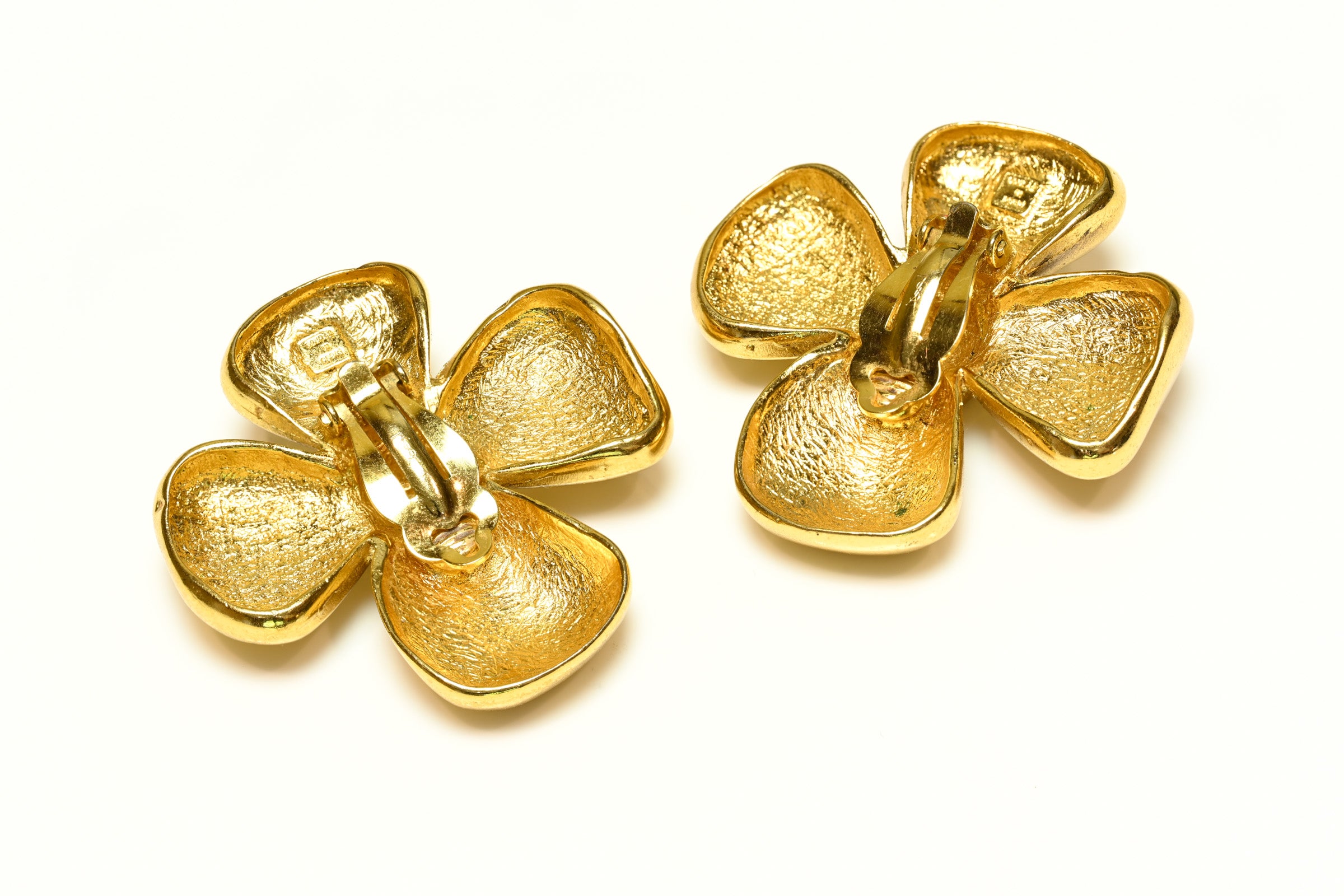 Vintage Yves Saint Laurent Goossens Gold Plated Cross Earrings 2