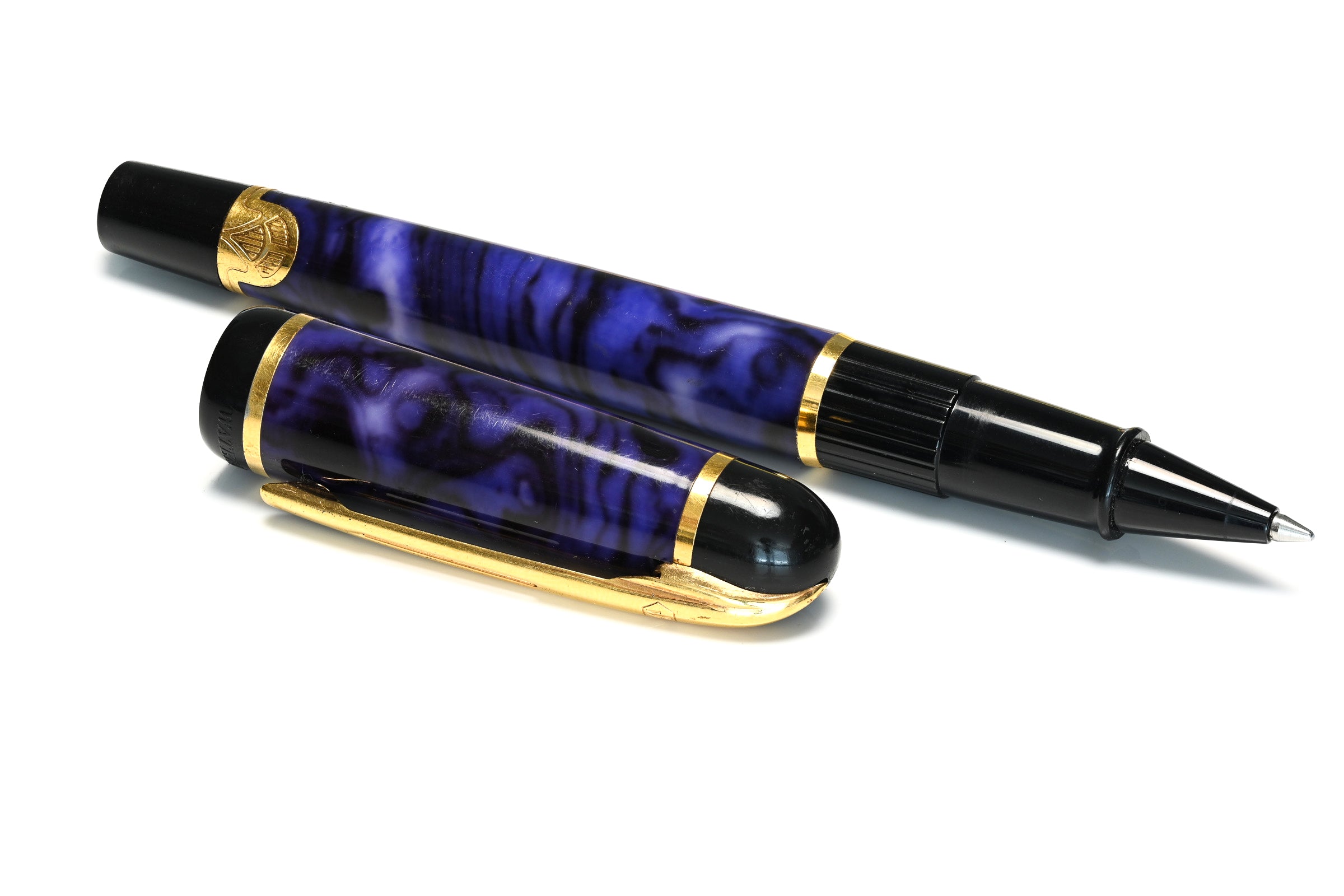 Vintage Waterman Phileas Ballpoint Pen – Marble Blue & Black