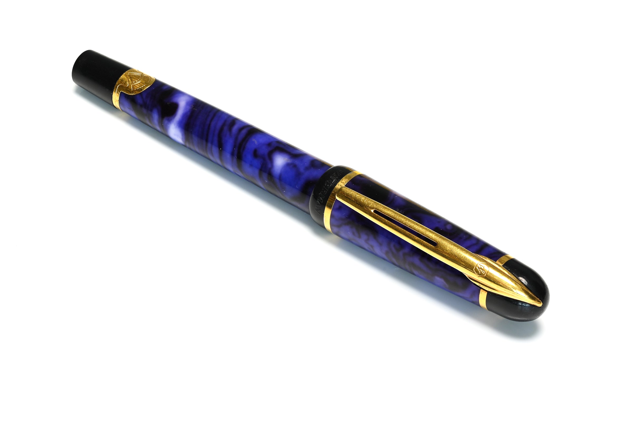 Vintage Waterman Phileas Ballpoint Pen – Marble Blue & Black