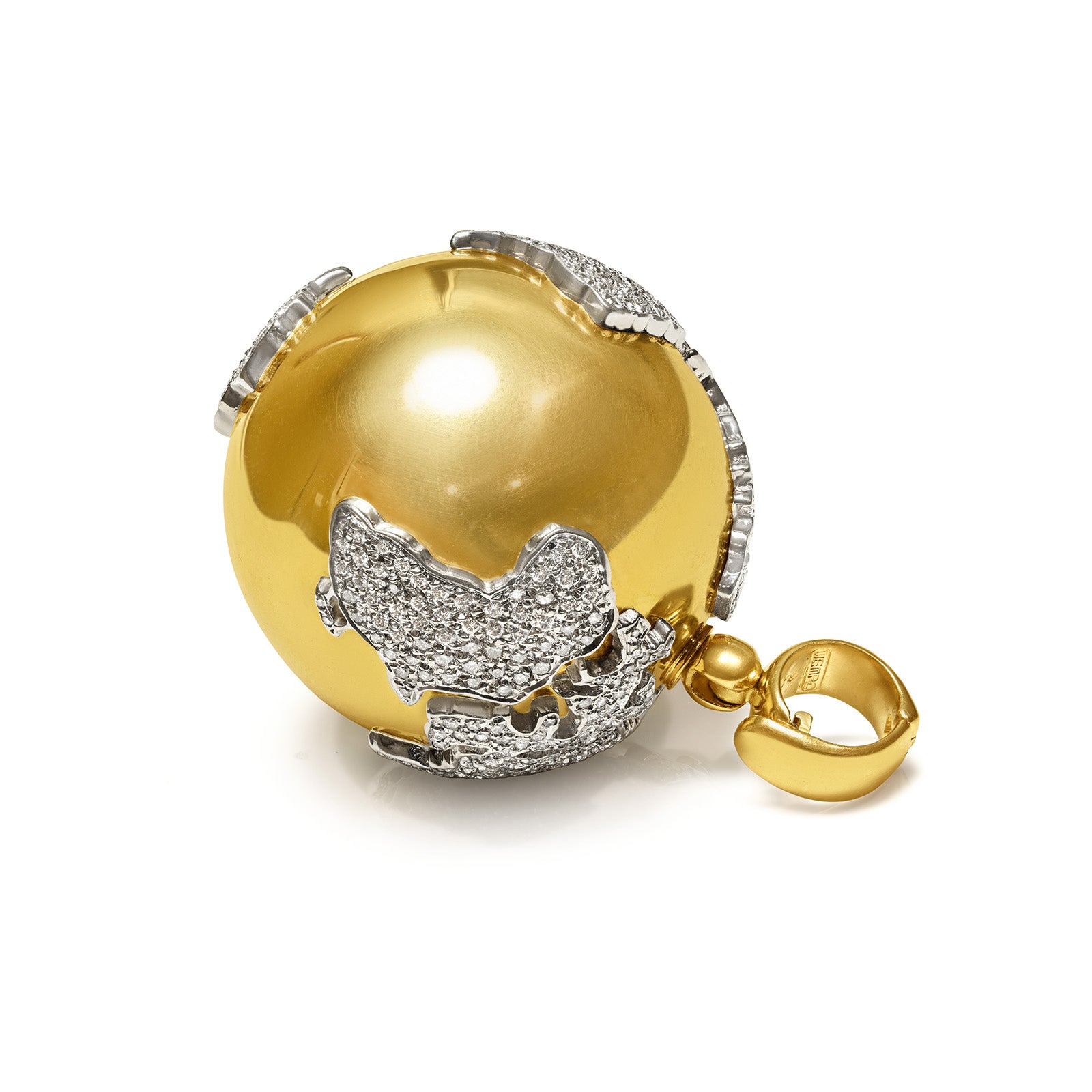 Wempe 18K Gold Diamond Map Globe Pendant
