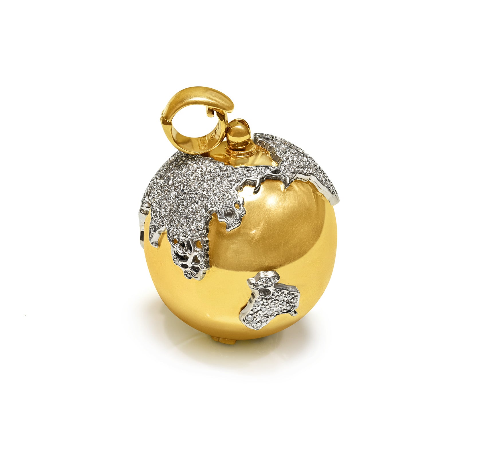 Wempe 18K Gold Diamond World Map Globe Pendant