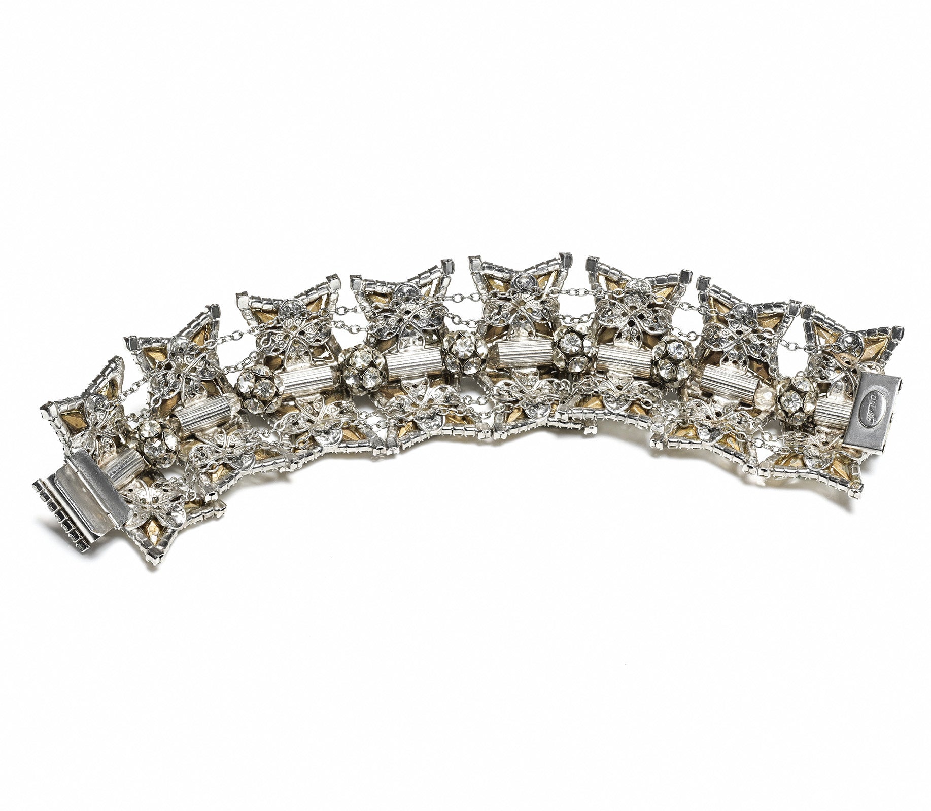 Vintage 1970 William DeLillo Wide Star Crystal Bracelet Chain