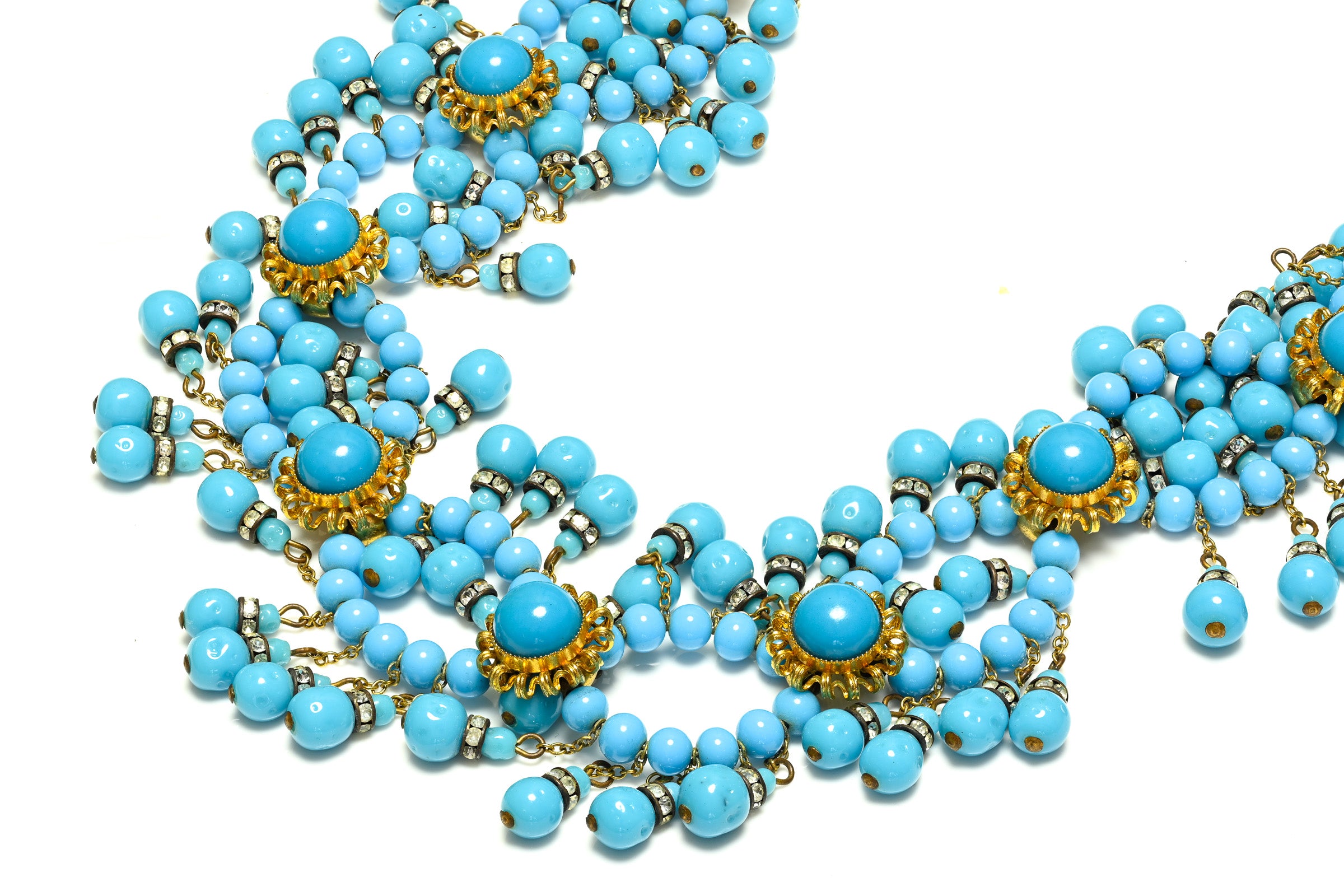 Vintage 1960's William DeLillo Couture Blue Glass Beads Tassel Belt 1