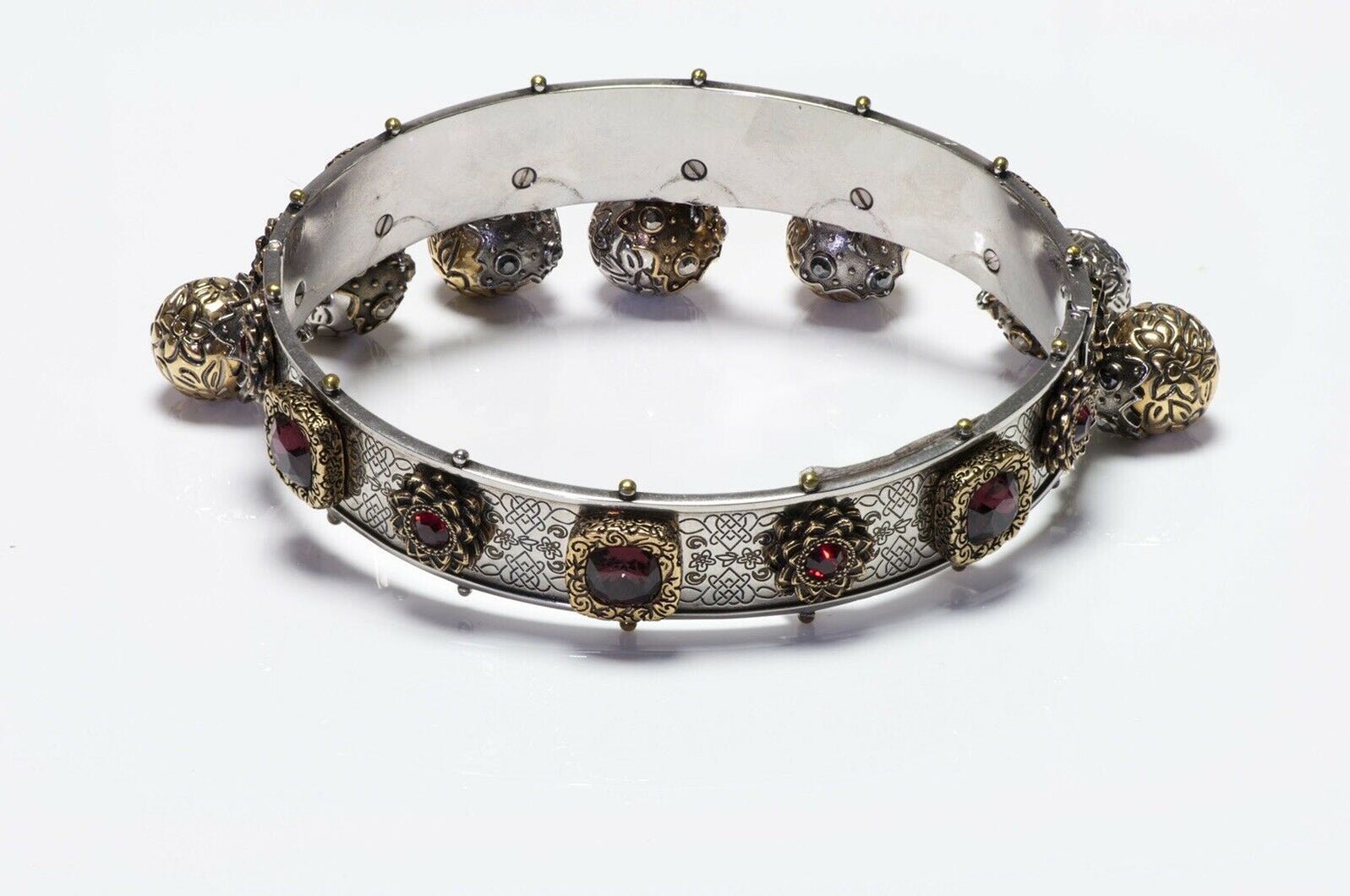 Alexander McQueen Renaissance Style Red Crystal Ball Choker Necklace