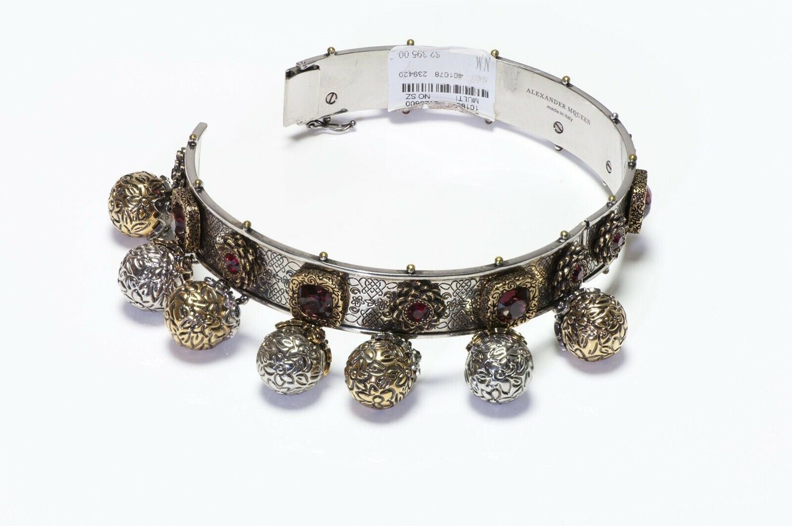 Alexander McQueen Renaissance Style Red Crystal Ball Choker Necklace
