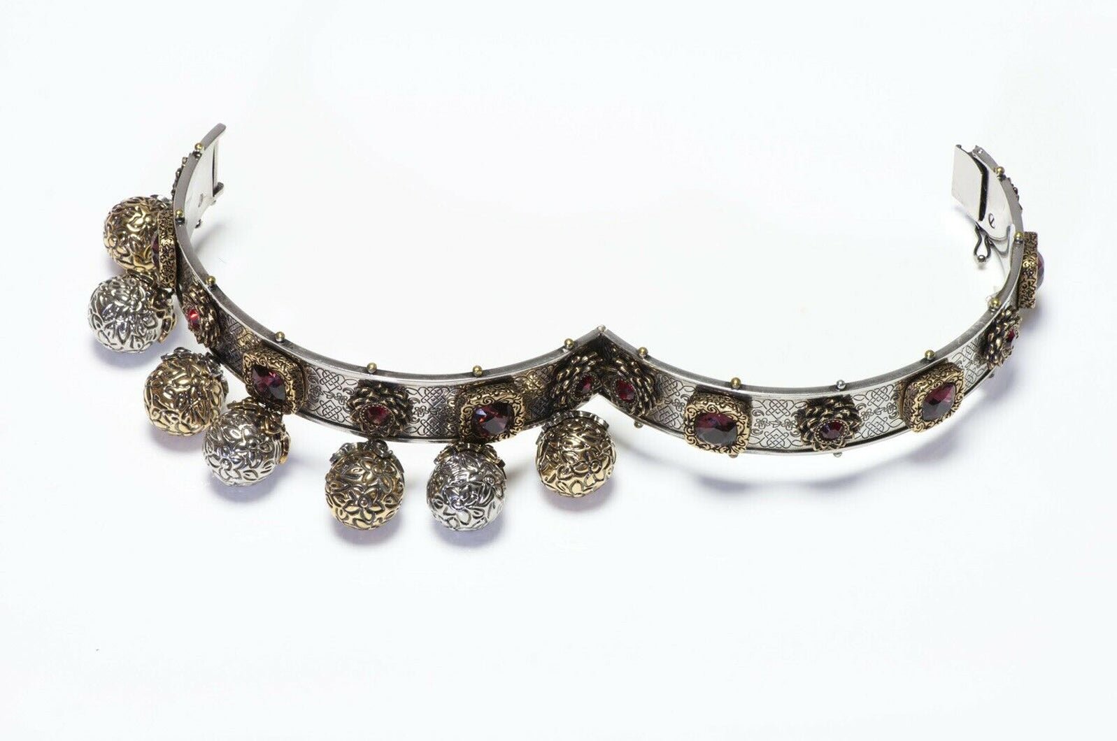 Alexander McQueen Renaissance Style Red Crystal Ball Choker Necklace