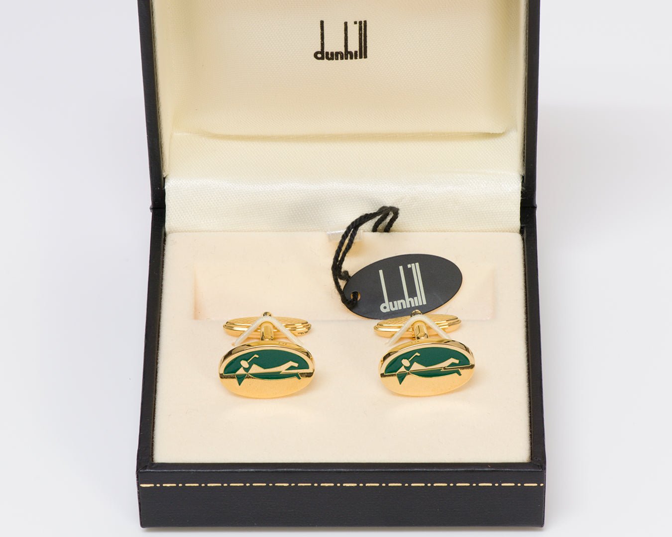 Alfred Dunhill Sterling Silver Enamel Golfer Cufflinks