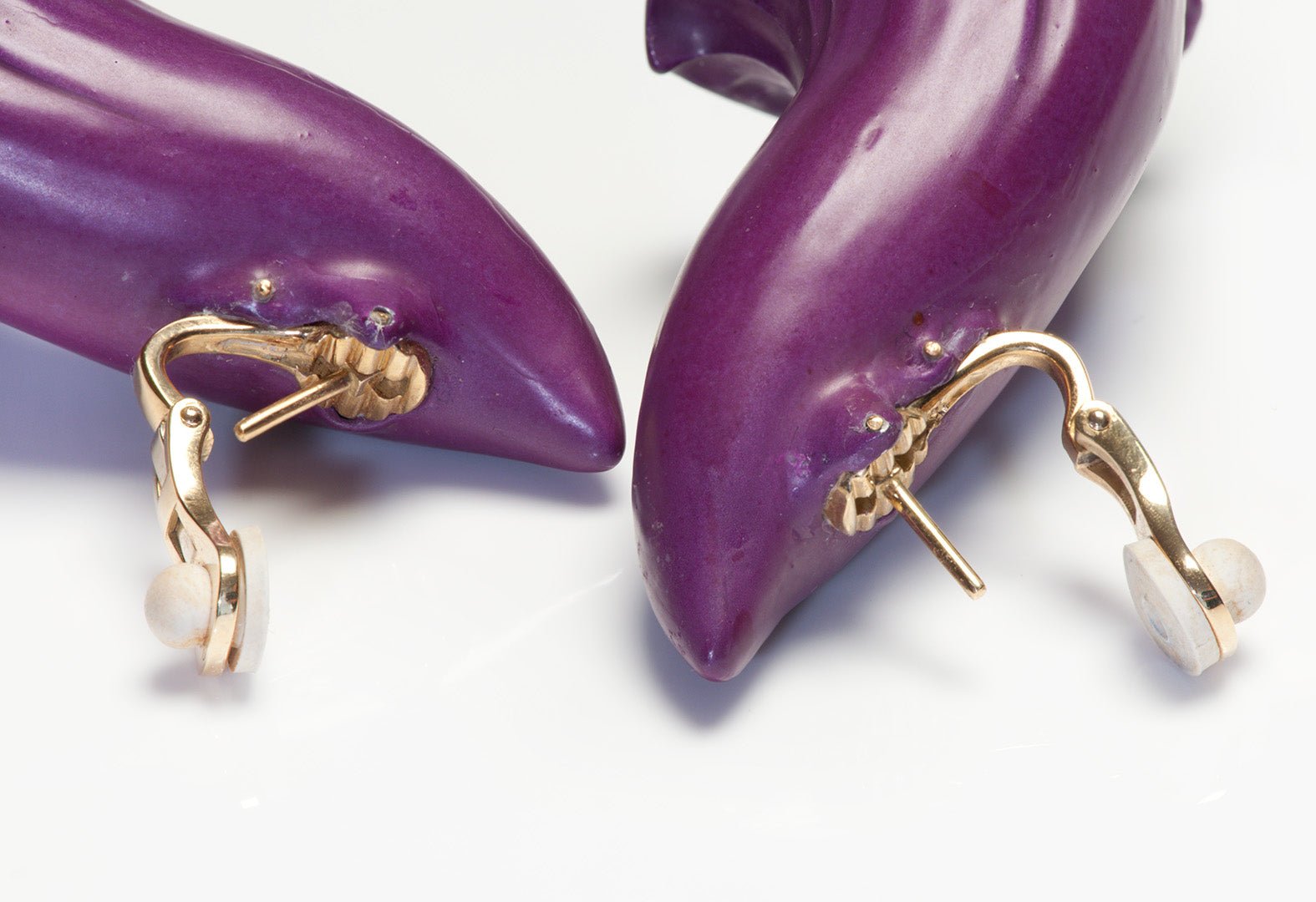 Aluminum Gold Floral Jack in the Pulpit Teardrop Rubellite Earrings