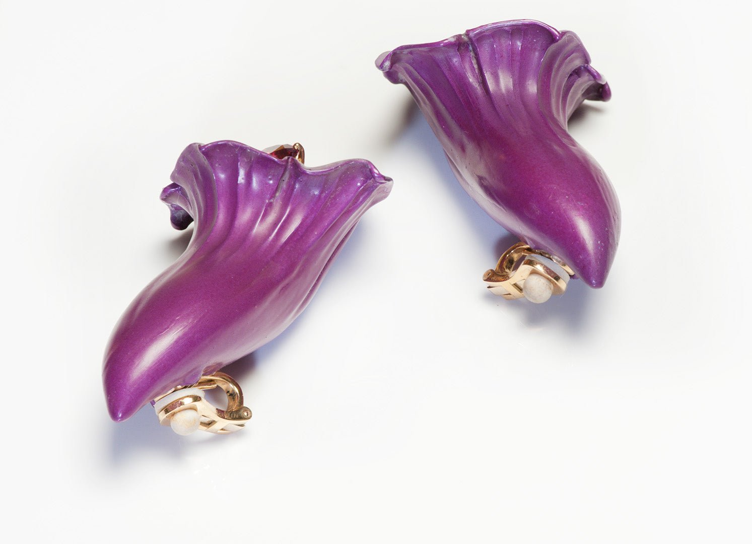Aluminum Gold Floral Jack in the Pulpit Teardrop Rubellite Earrings