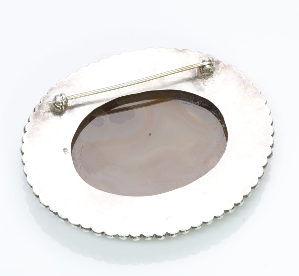 American Indian Silver Agate Brooch