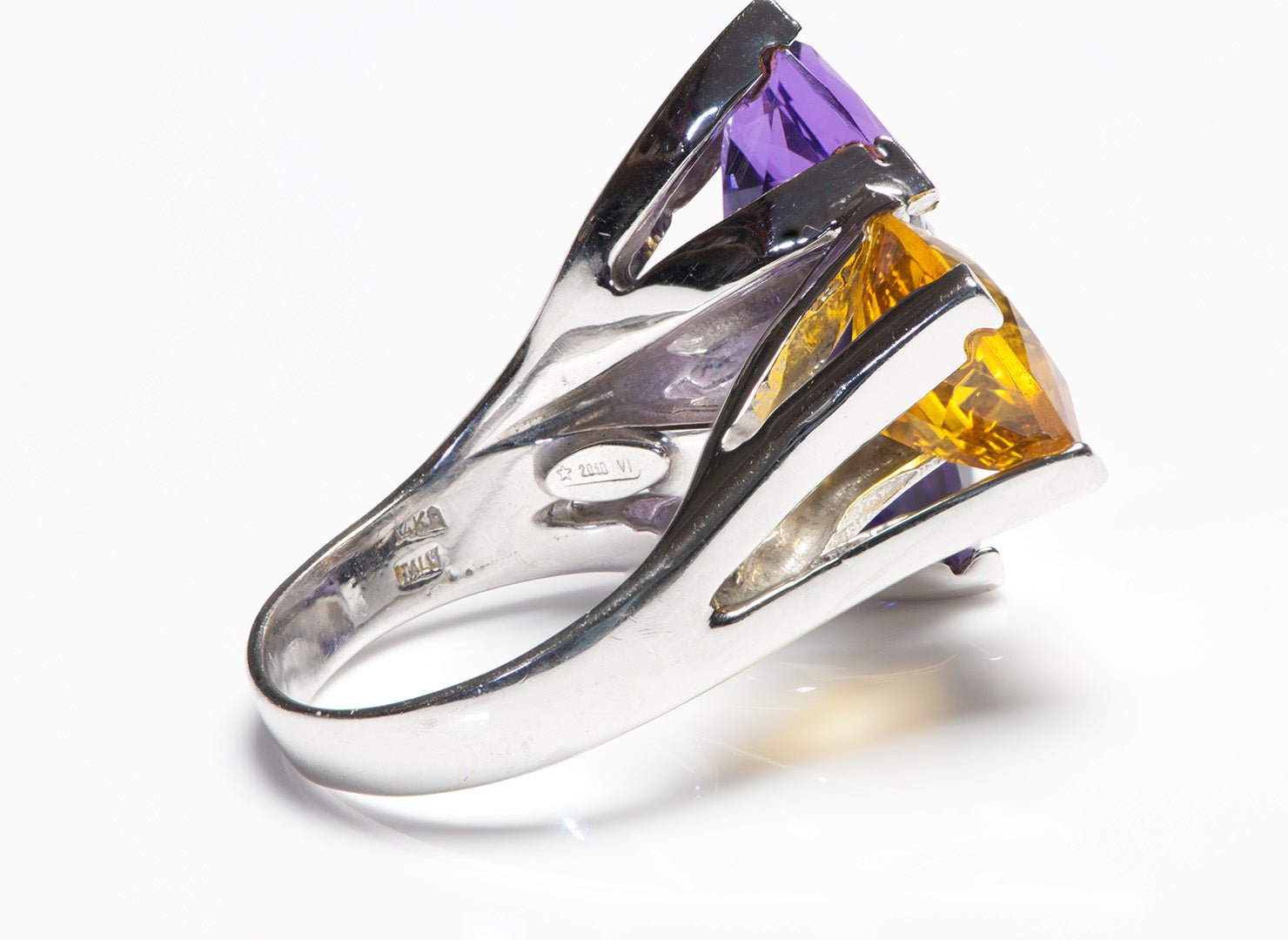 Amethyst Citrine White Gold Ring