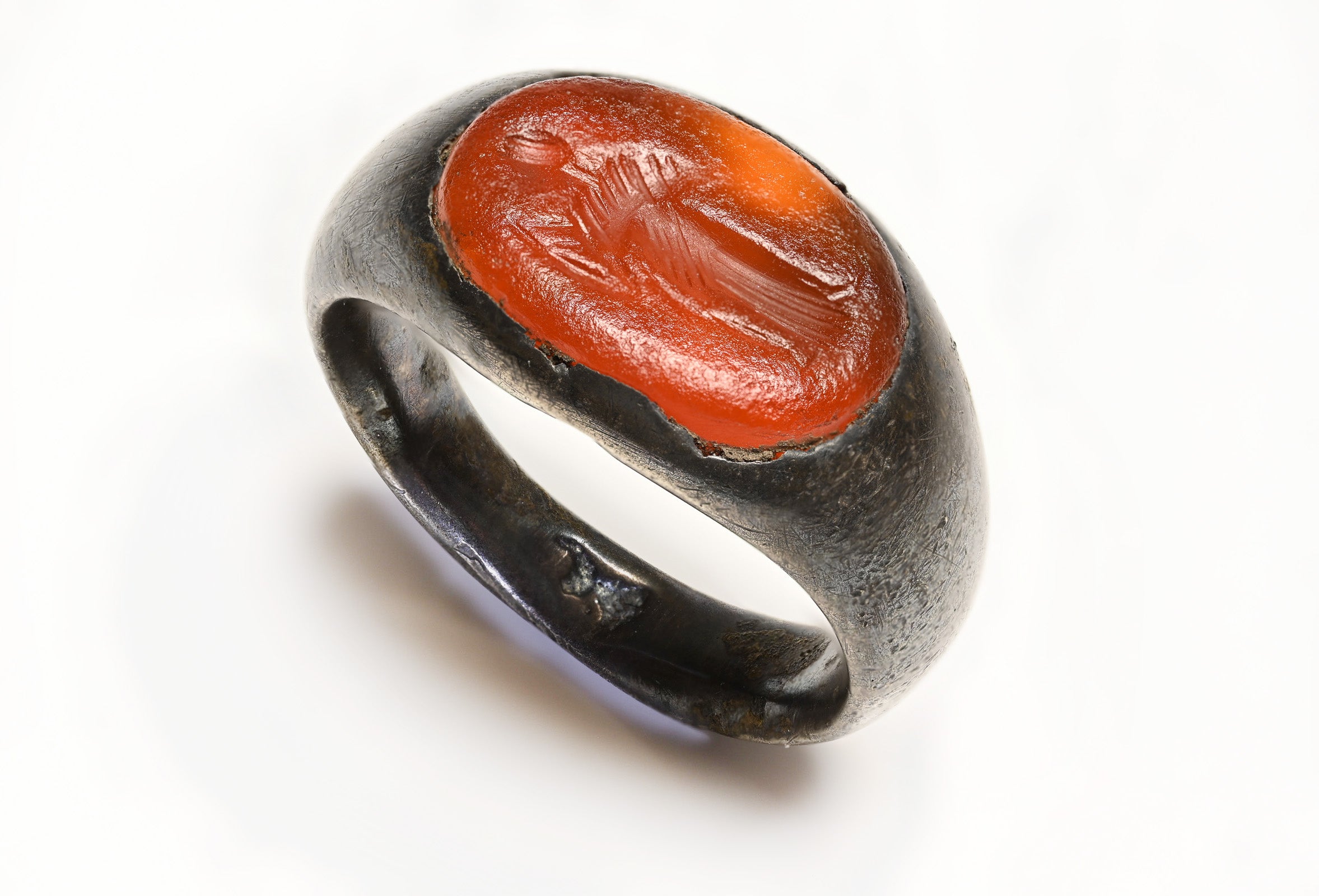 Ancient Roman Silver Carnelian Intaglio Ring