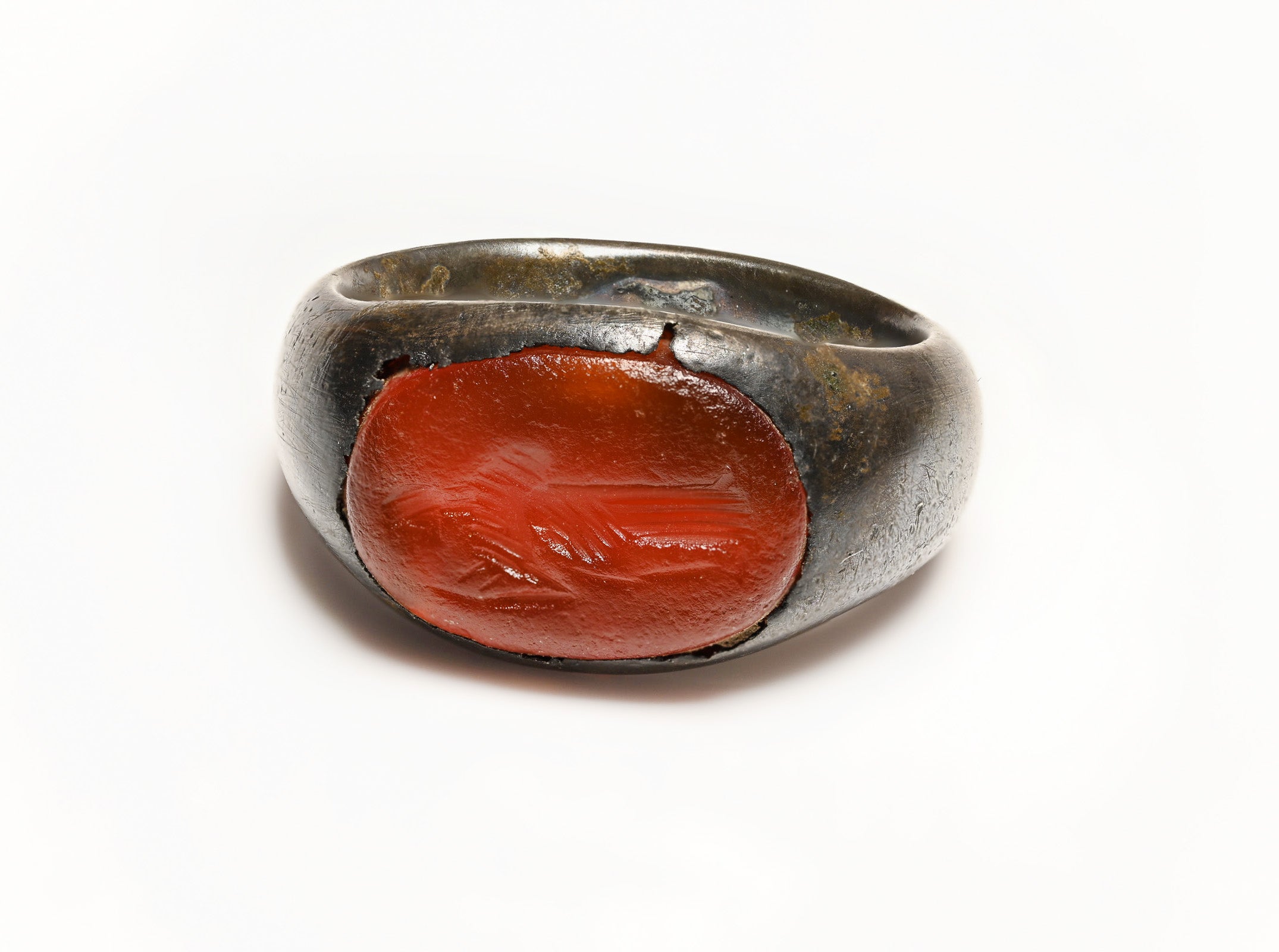 Ancient Roman Silver Carnelian Intaglio Ring