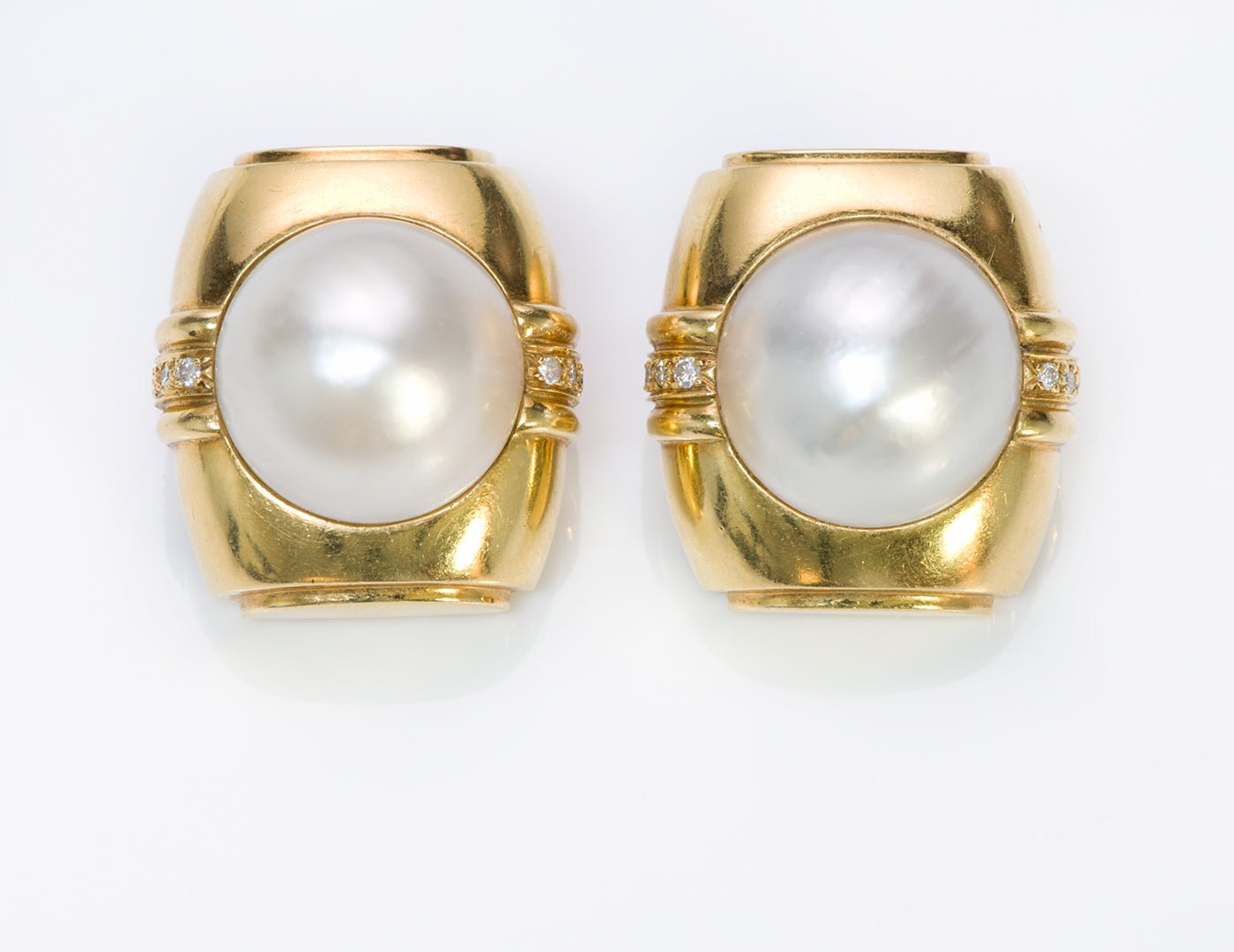 Andrew Clunn 18K Gold Pearl & Diamond Earrings