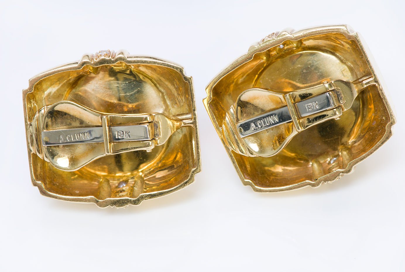 Andrew Clunn 18K Gold Pearl & Diamond Earrings