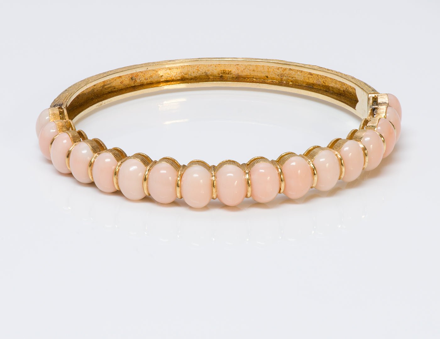 Angel Skin Coral 18K Gold Bangle Bracelet