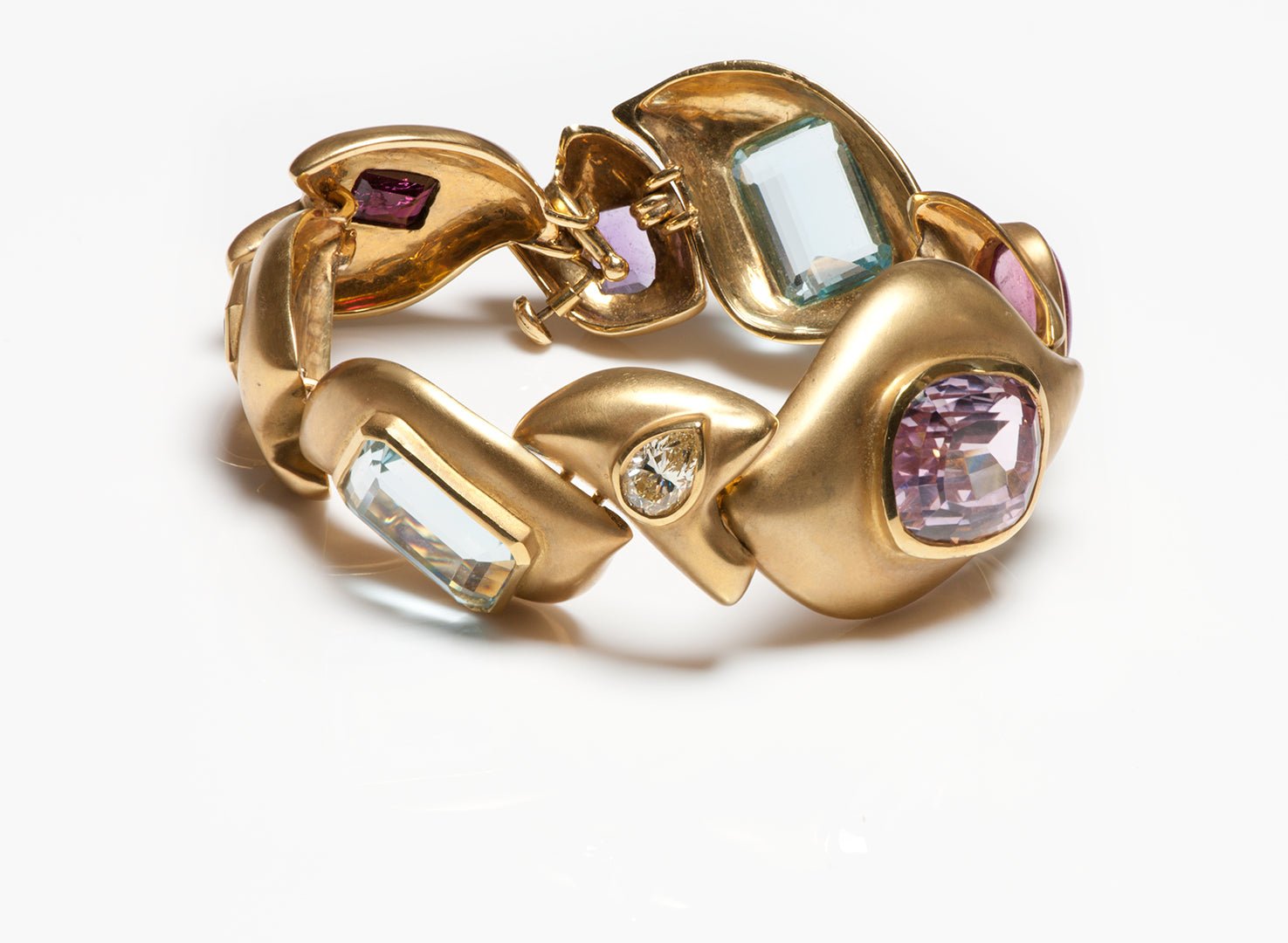 Angela Cummings 18K Gold Multi-Gem Set Link Bracelet
