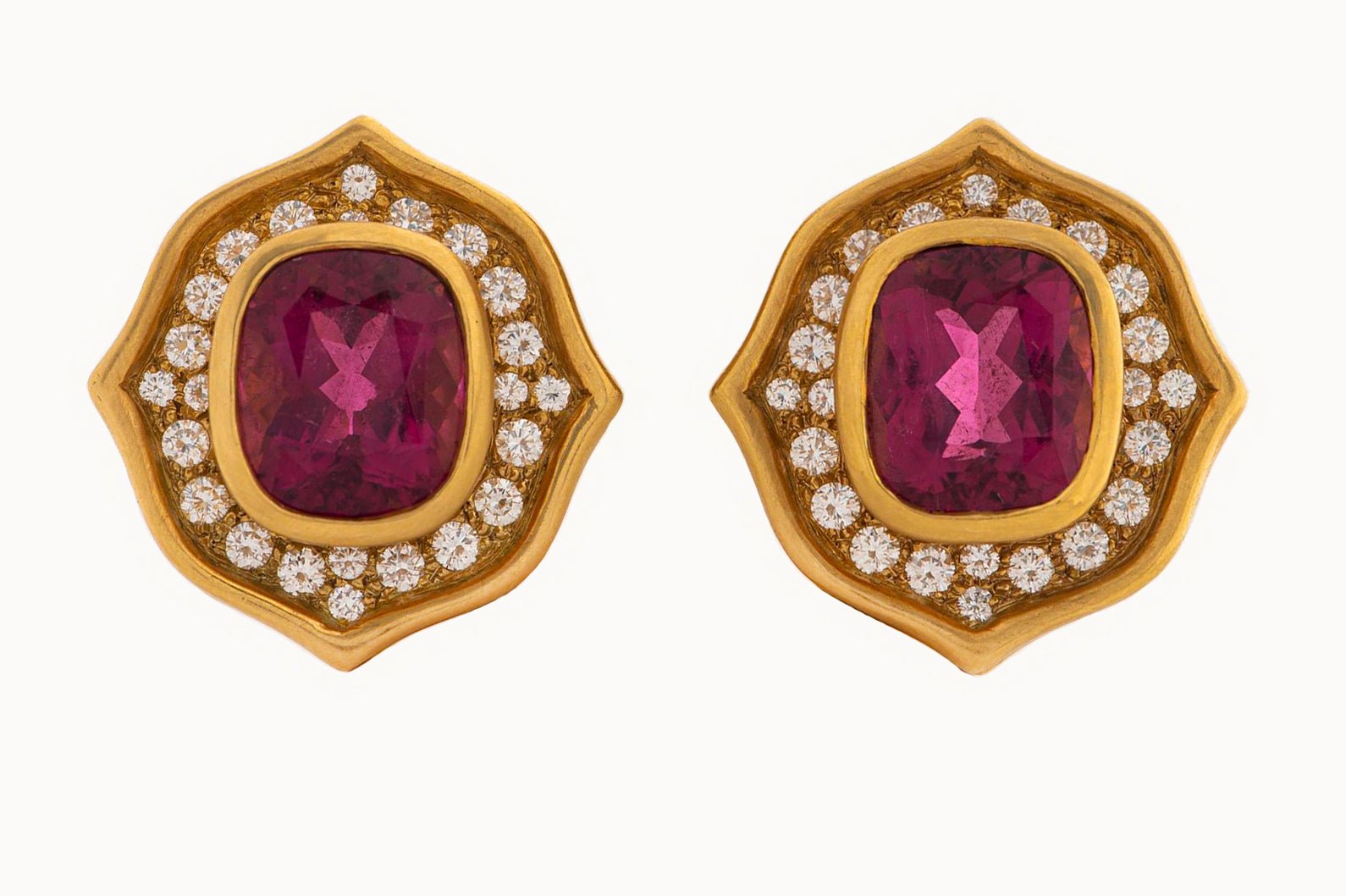 Angela Cummings 18K Yellow Gold Rubelite Diamond Earrings