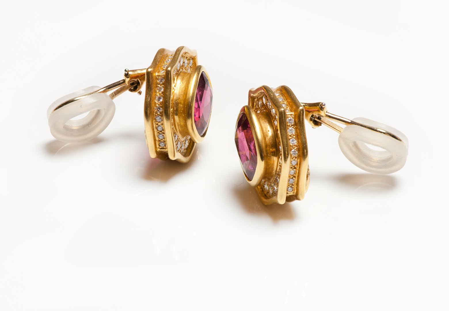 Angela Cummings 18K Yellow Gold Rubelite Diamond Earrings