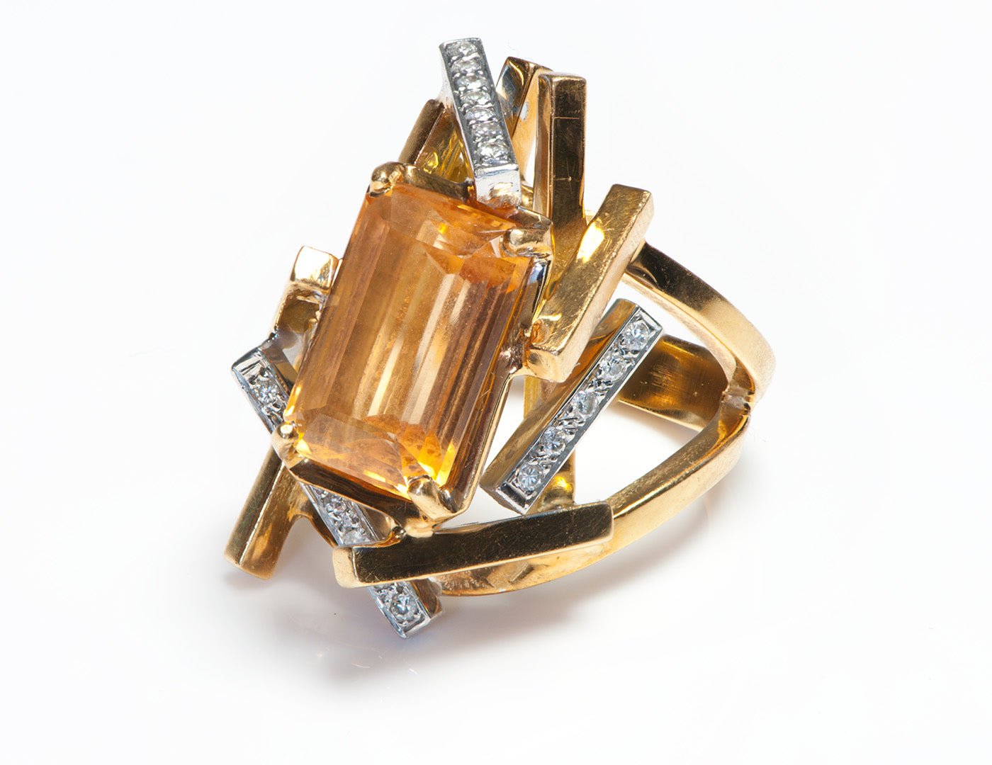 Anthony Kim 18K Gold Topaz Diamond Ring