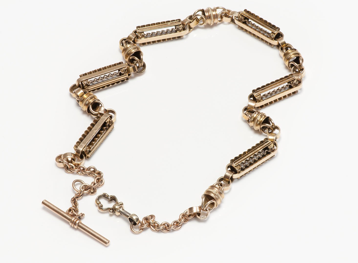 Antique 14K Yellow Gold Fancy Link Pocket Watch Chain