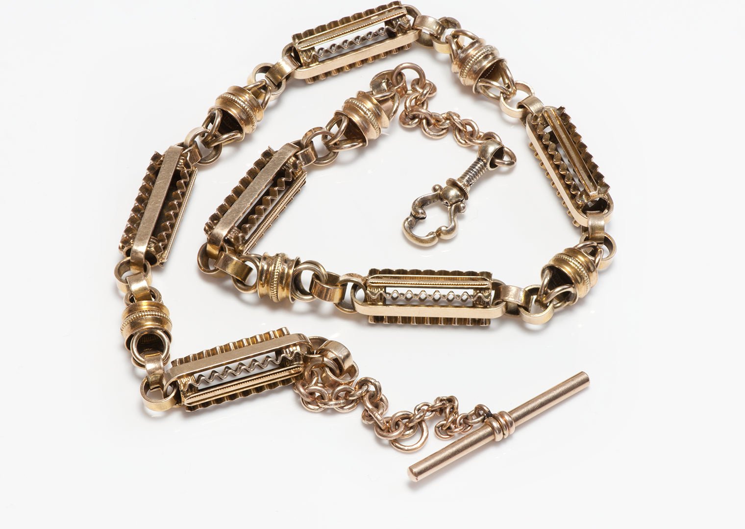 Antique 14K Yellow Gold Fancy Link Pocket Watch Chain