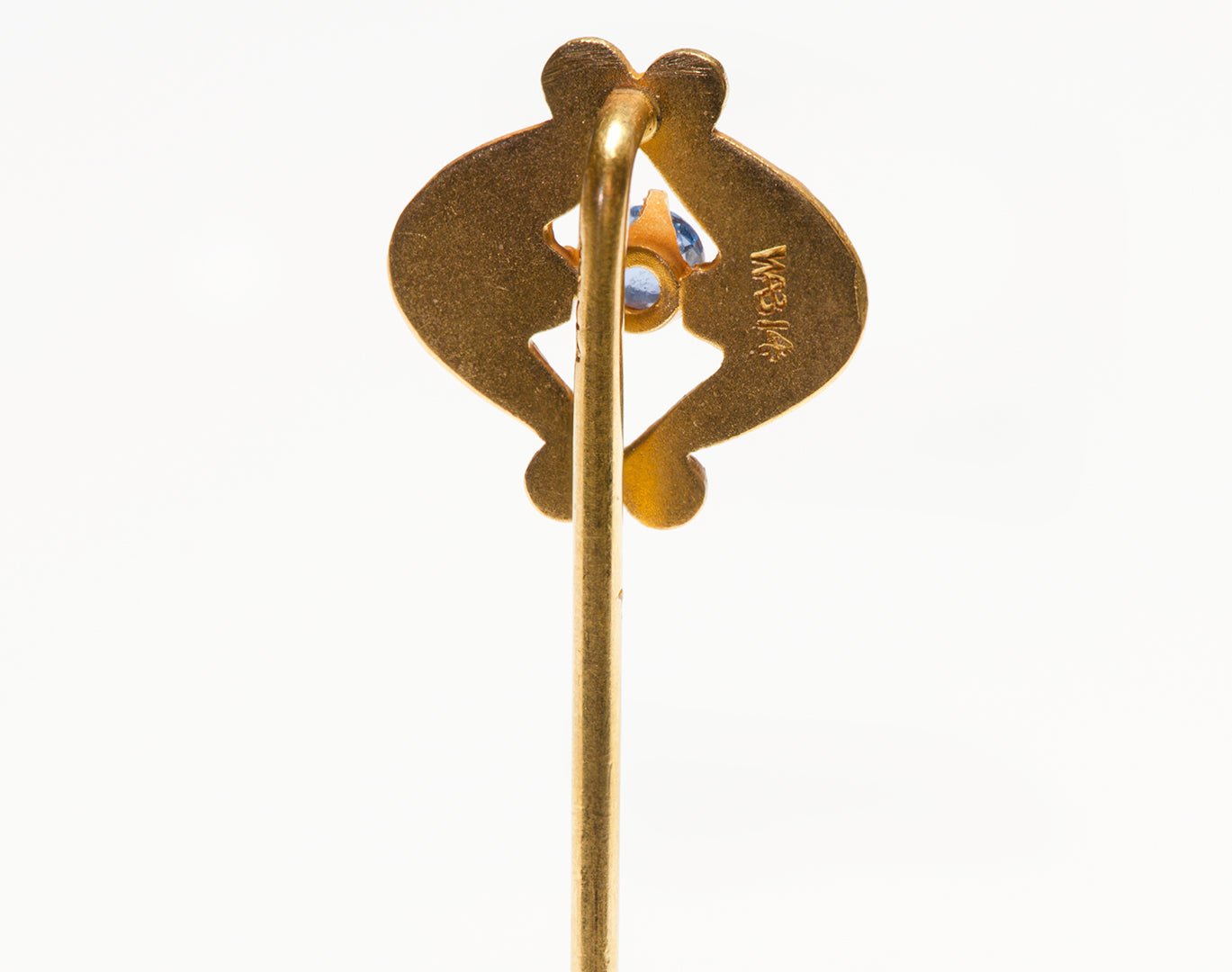 Antique 14K Yellow Gold Sapphire Stick Pin