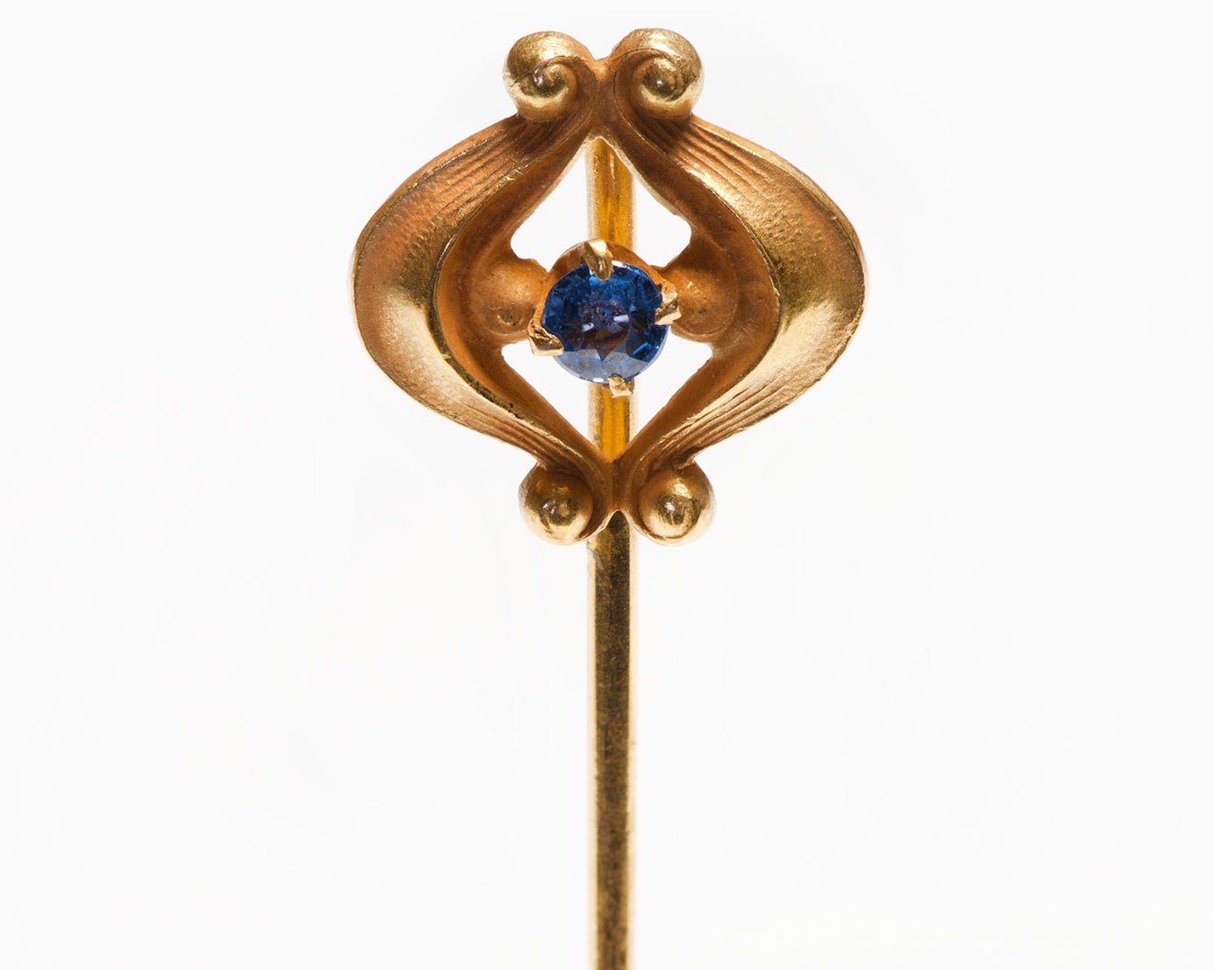 Antique 14K Yellow Gold Sapphire Stick Pin