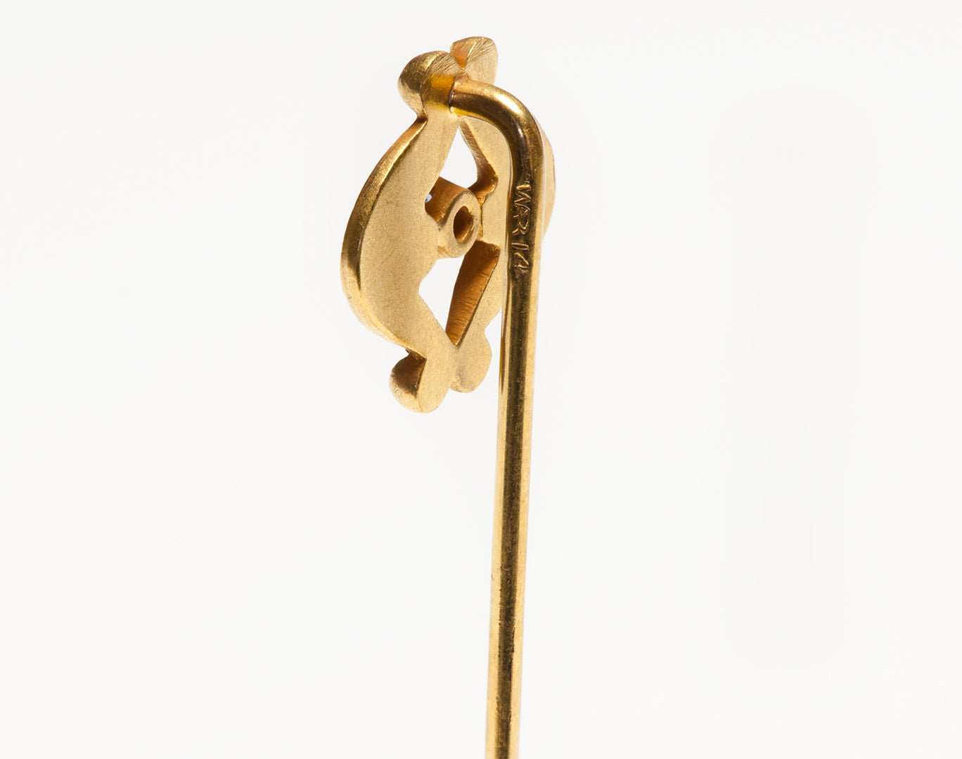 Antique 14K Yellow Gold Sapphire Stick Pin