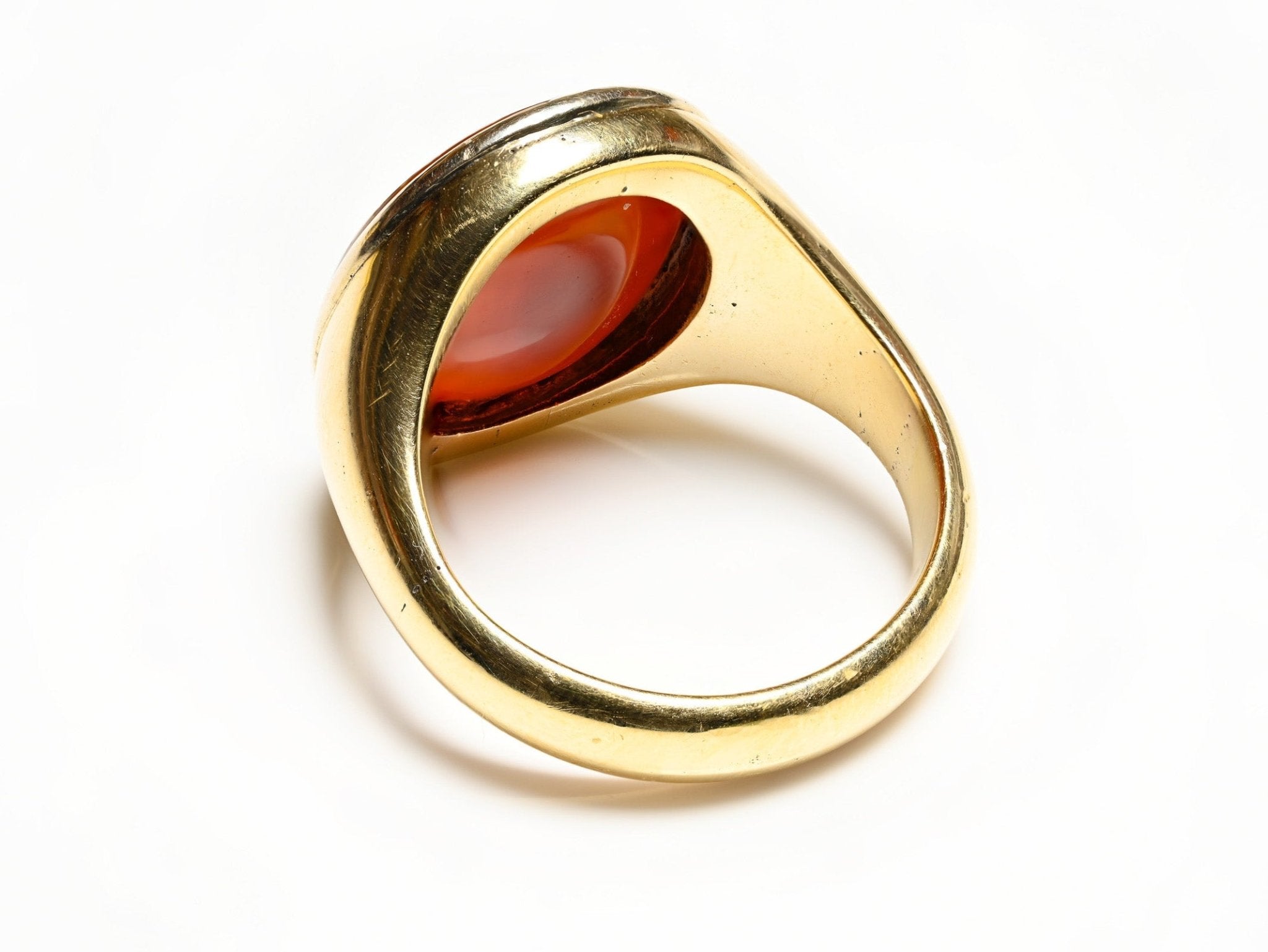 Antique 15K Gold Carnelian Crest Men’s Ring