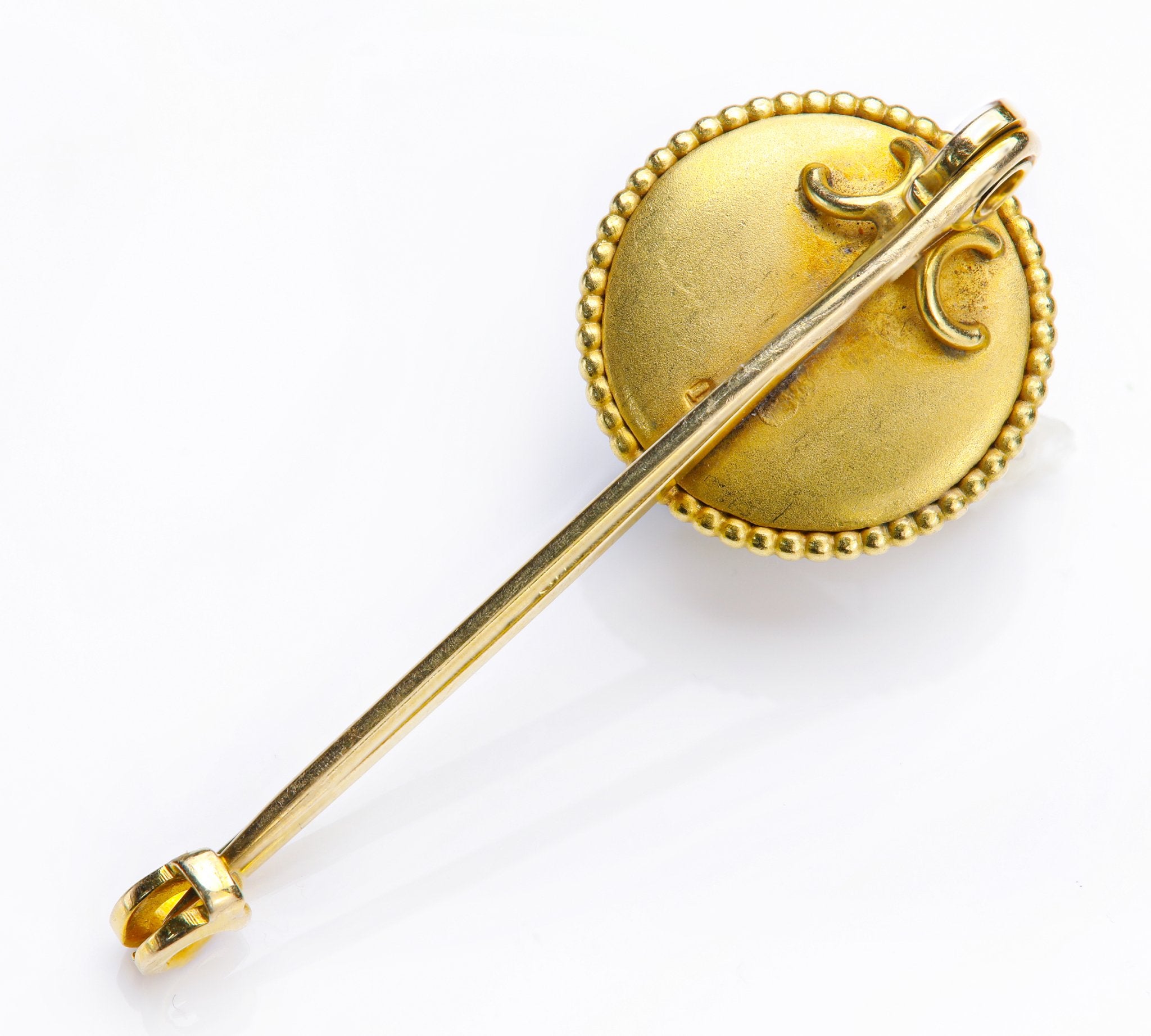Antique 18K Gold Reverse Crystal Horse Scarf Pin