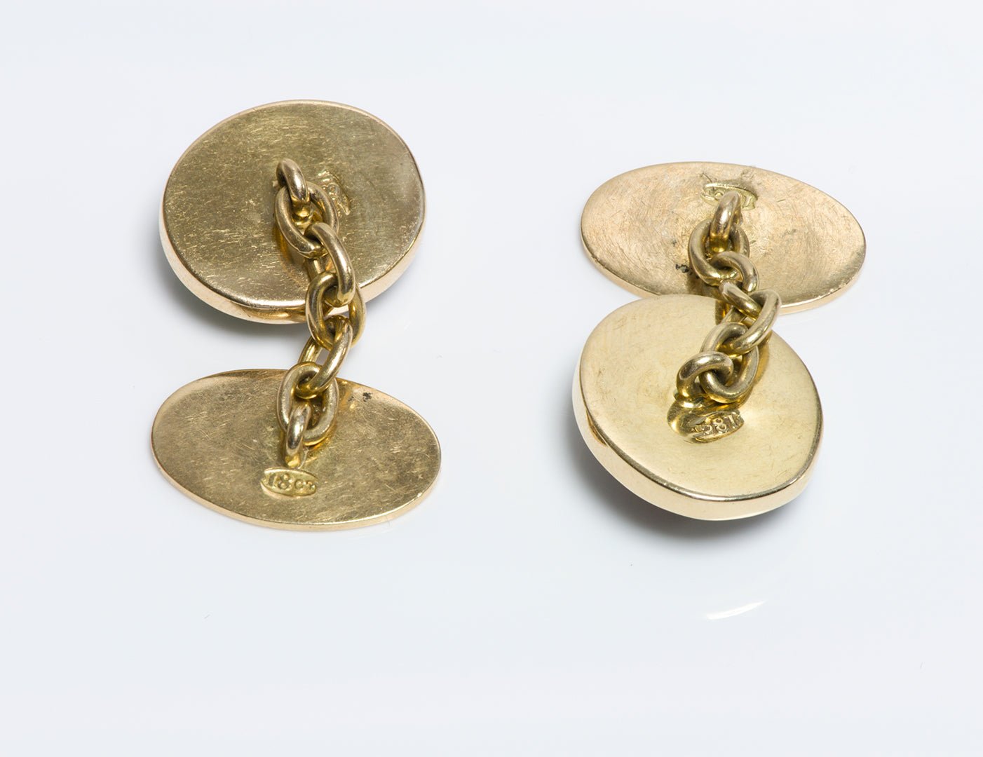 Antique 18K Gold Reverse Crystal Yorkshire Dog Cufflinks